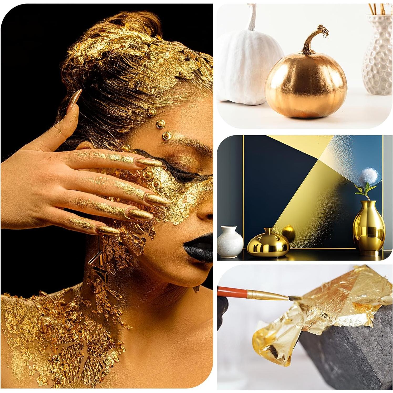 100 Hojas de Oro para Manualidades LOCDO 15.5x13.5cm Alta Calidad