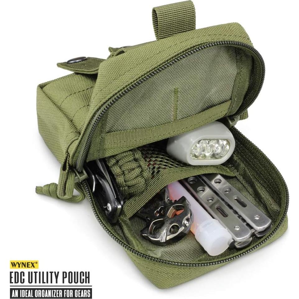 Bolsa Táctica EDC WYNEX Verde Militar Nylon 1000D 3 Bolsillos