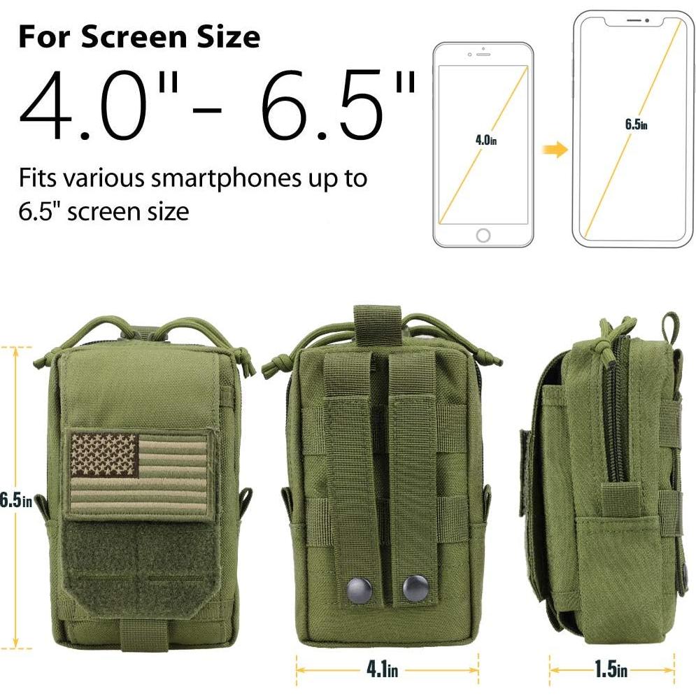 Bolsa Táctica EDC WYNEX Verde Militar Nylon 1000D 3 Bolsillos