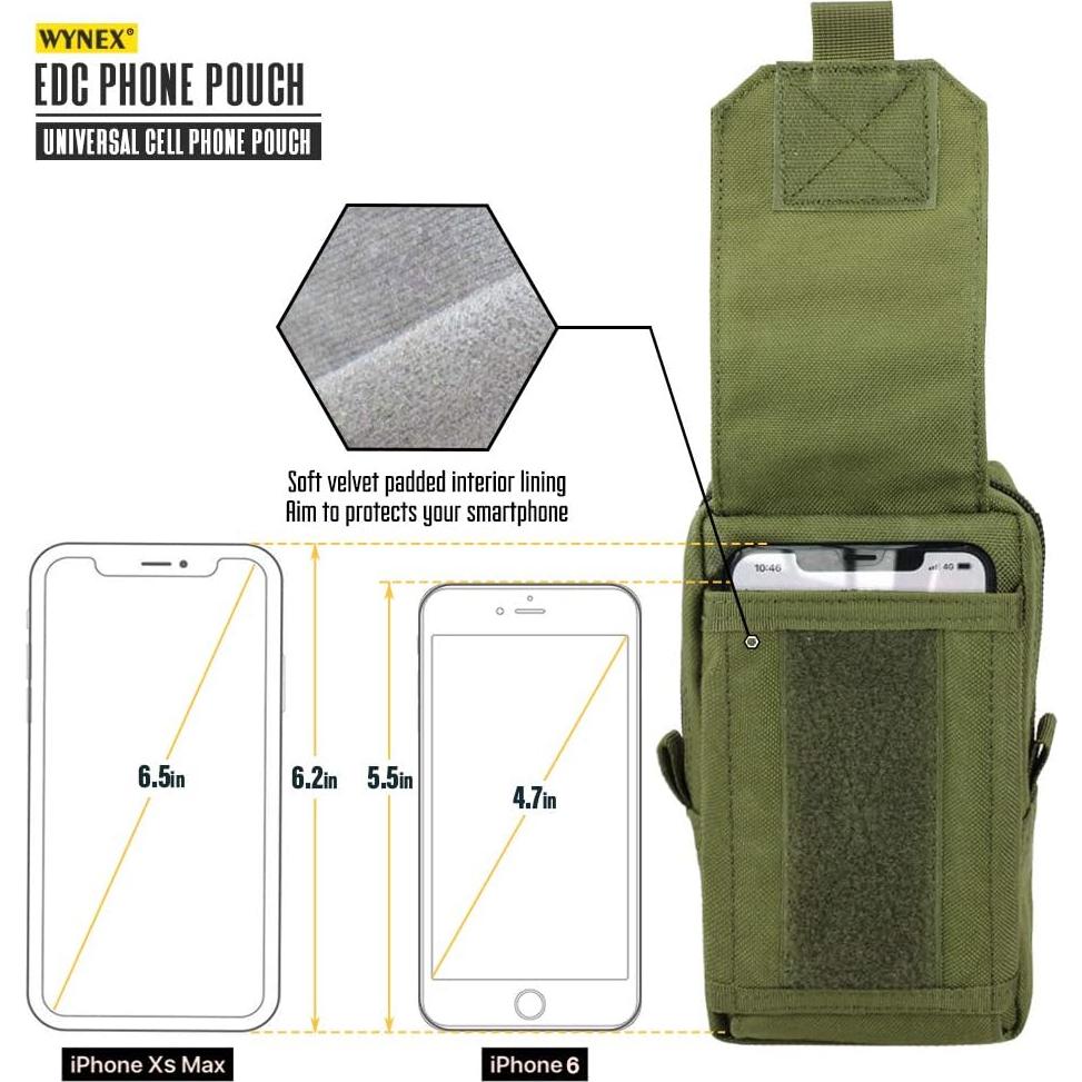 Bolsa Táctica EDC WYNEX Verde Militar Nylon 1000D 3 Bolsillos