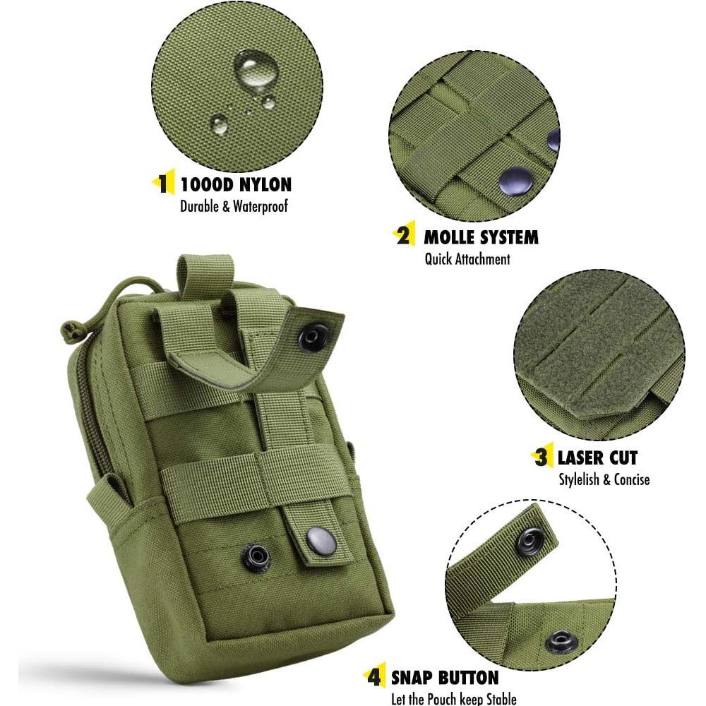 Bolsa Táctica EDC WYNEX Verde Militar Nylon 1000D 3 Bolsillos