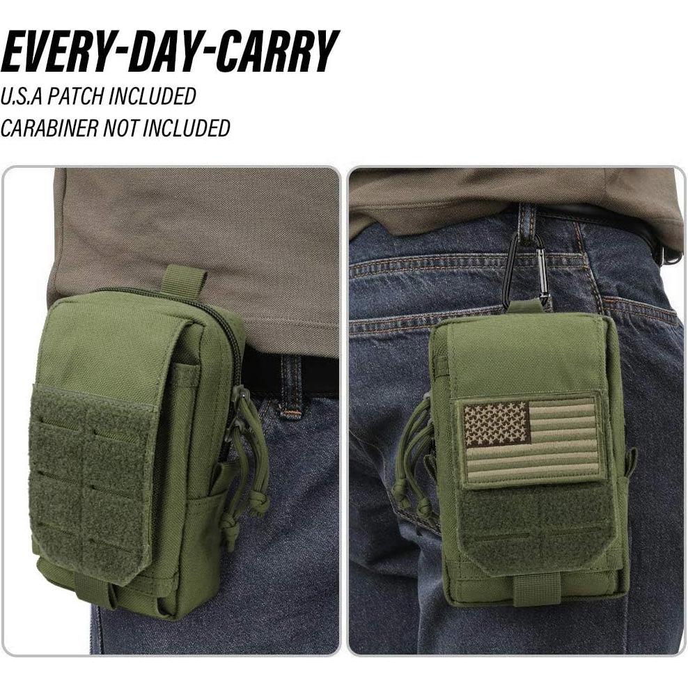 Bolsa Táctica EDC WYNEX Verde Militar Nylon 1000D 3 Bolsillos