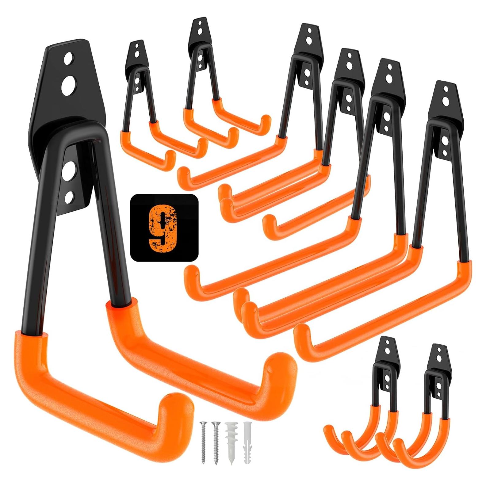 Ganchos de Almacenamiento QcoQce 9 Pack Alta Resistencia Naranja