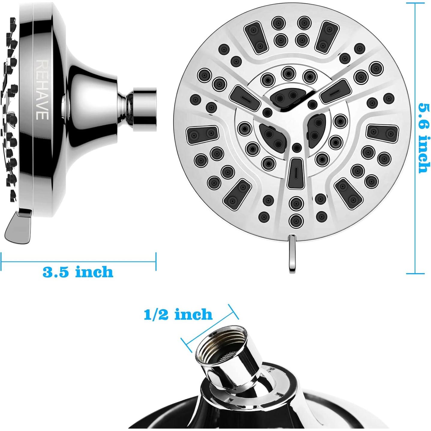 Cabezal de Ducha REHAVE 5.1" Cromado 8 Modos 63 Jets