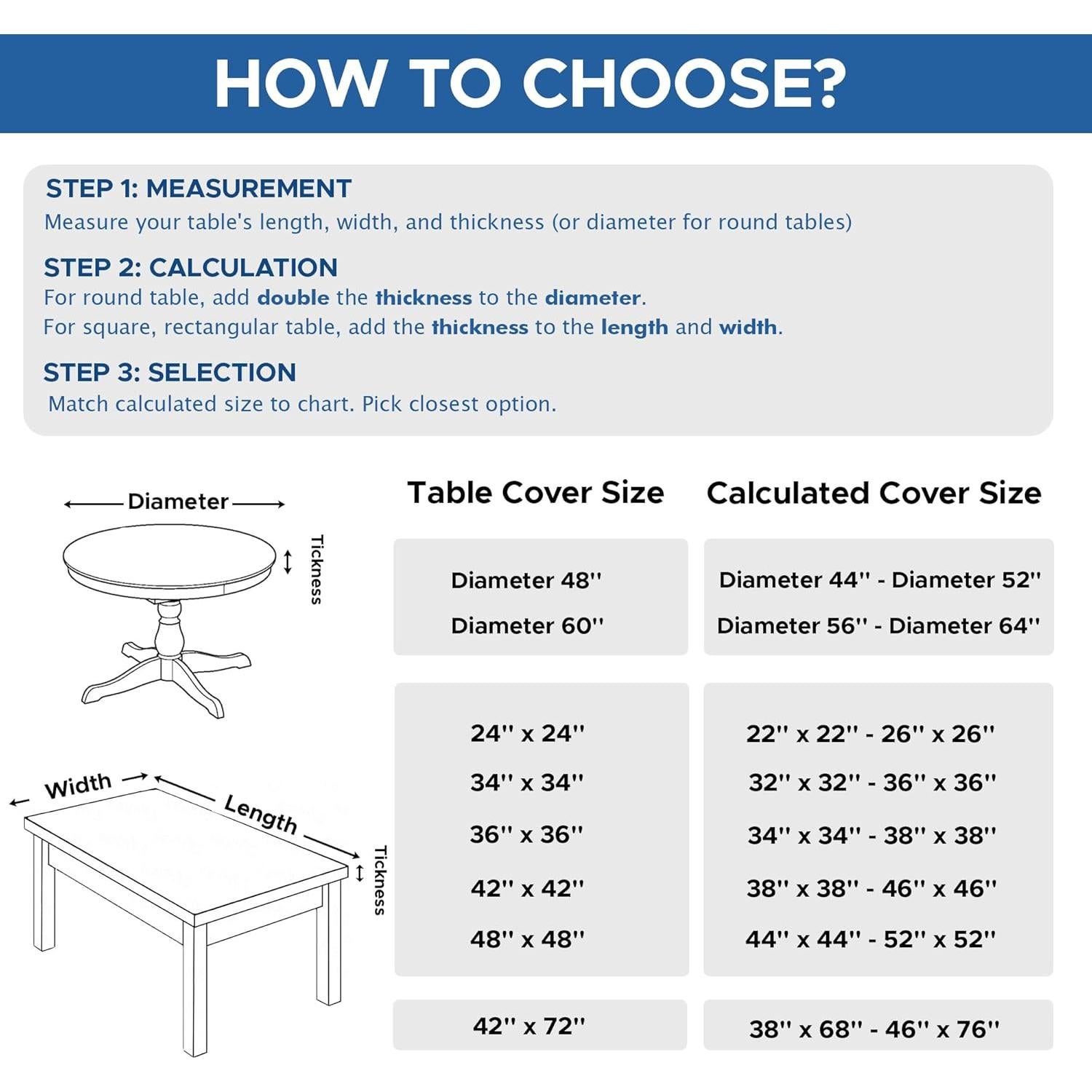 Cubiertas de Mesa Ajustadas Enjoyidea 60x60 cm 2 Piezas Negras