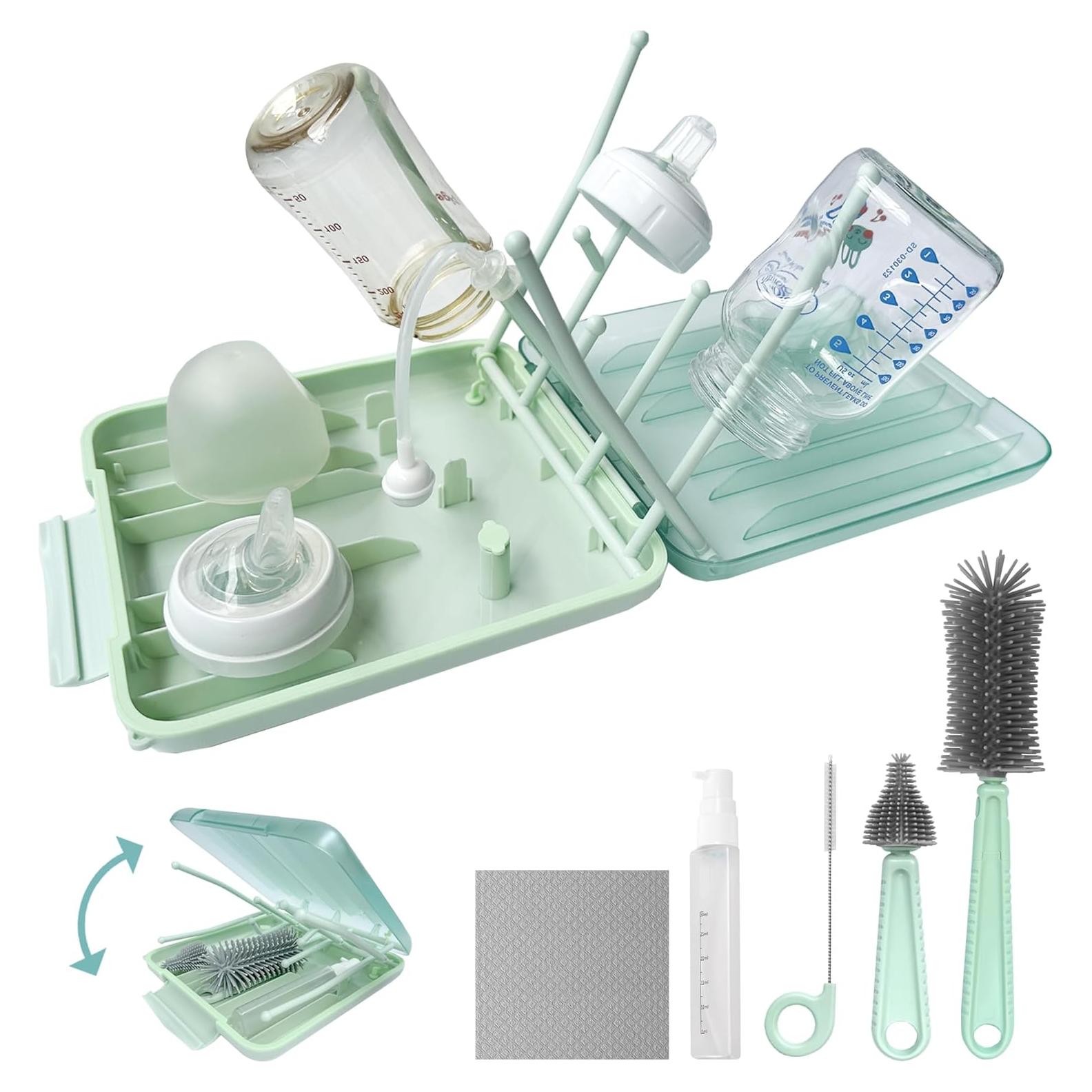 Kit de Limpieza de Botellas para Bebés Snonerion 7 en 1 Verde