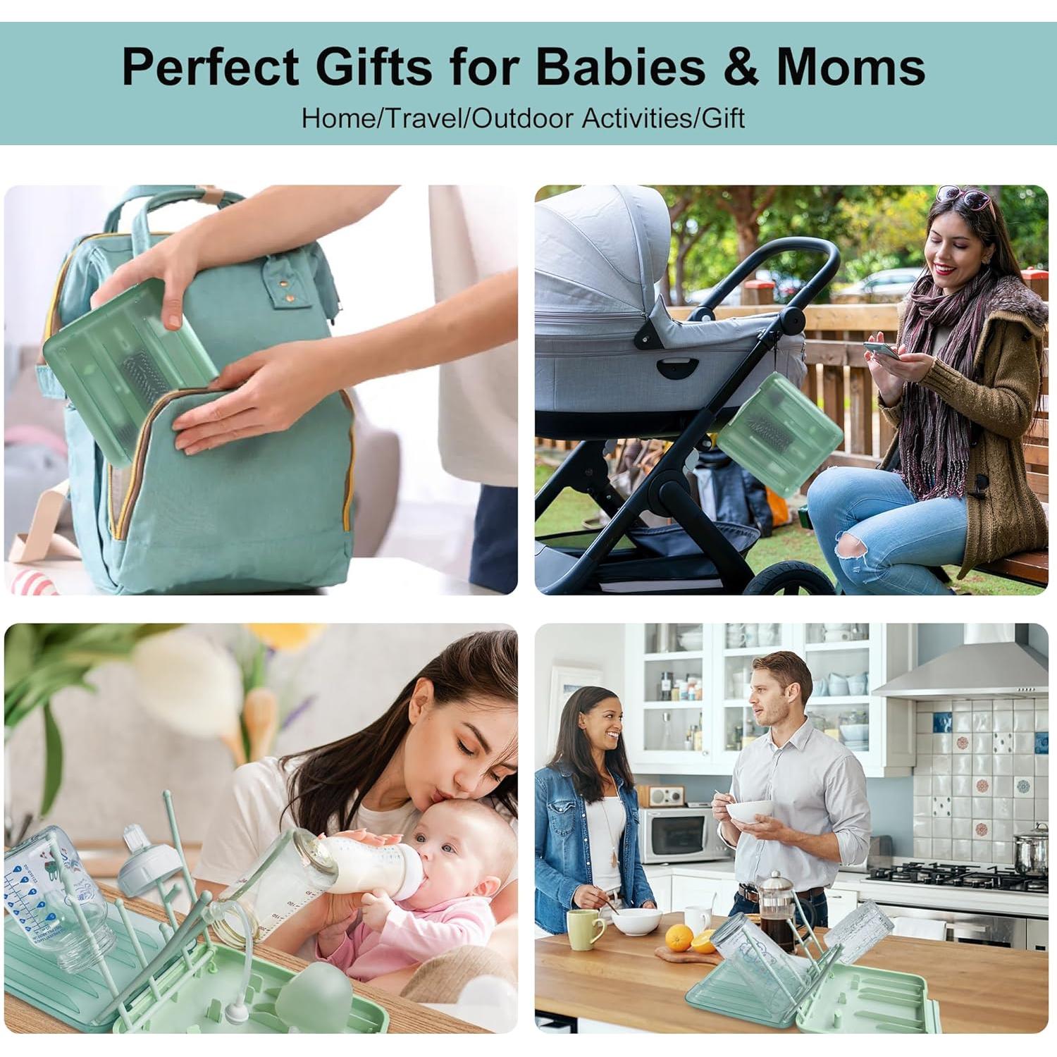 Kit de Limpieza de Botellas para Bebés Snonerion 7 en 1 Verde