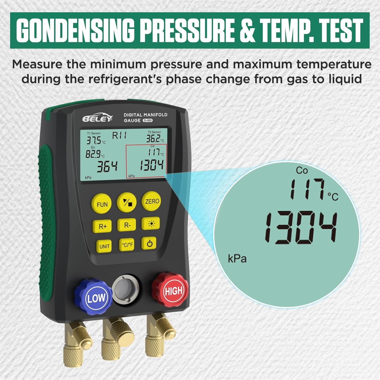 Manómetro Digital HVAC BELEY 93 Refrigerantes Doble Presión