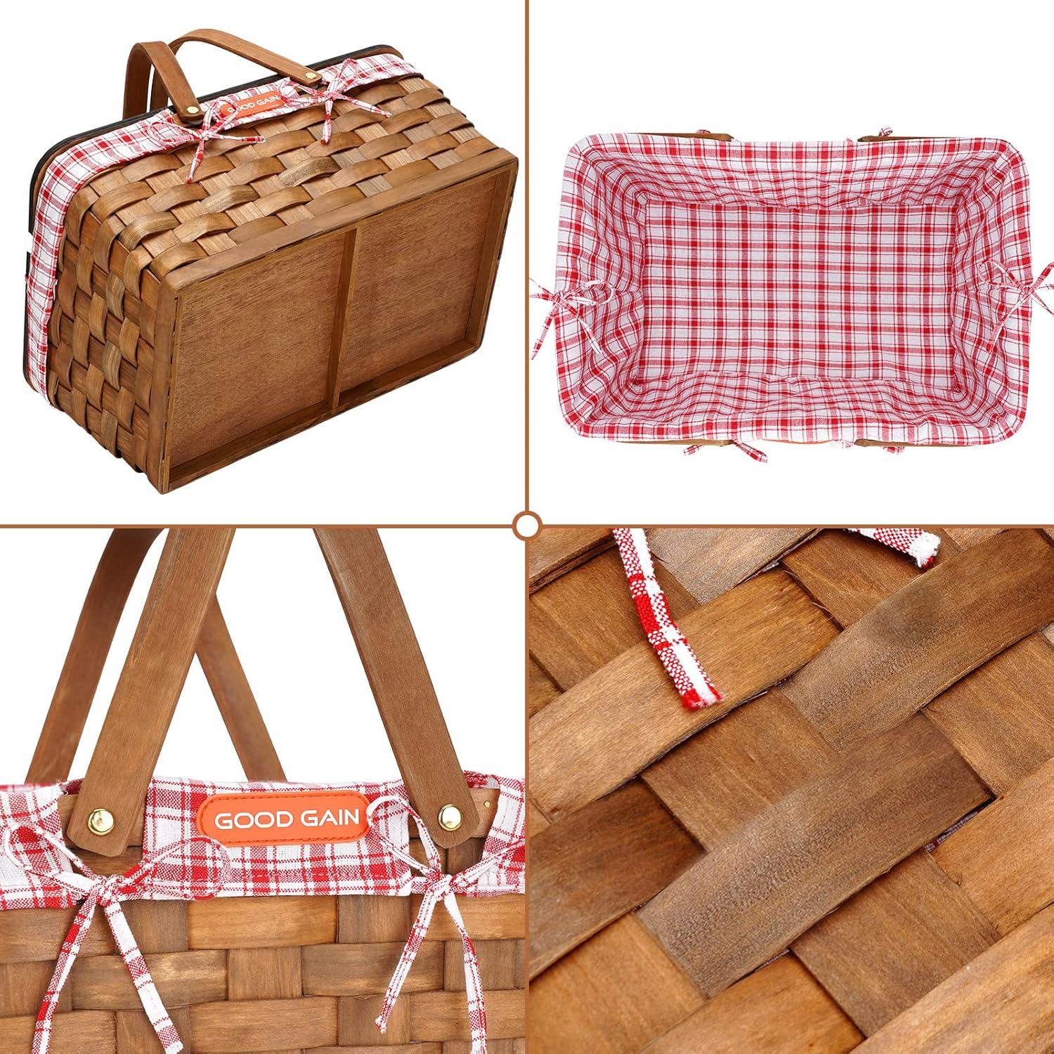 Cesta de Picnic G GOOD GAIN con Mesa de Vino Plegable Roja