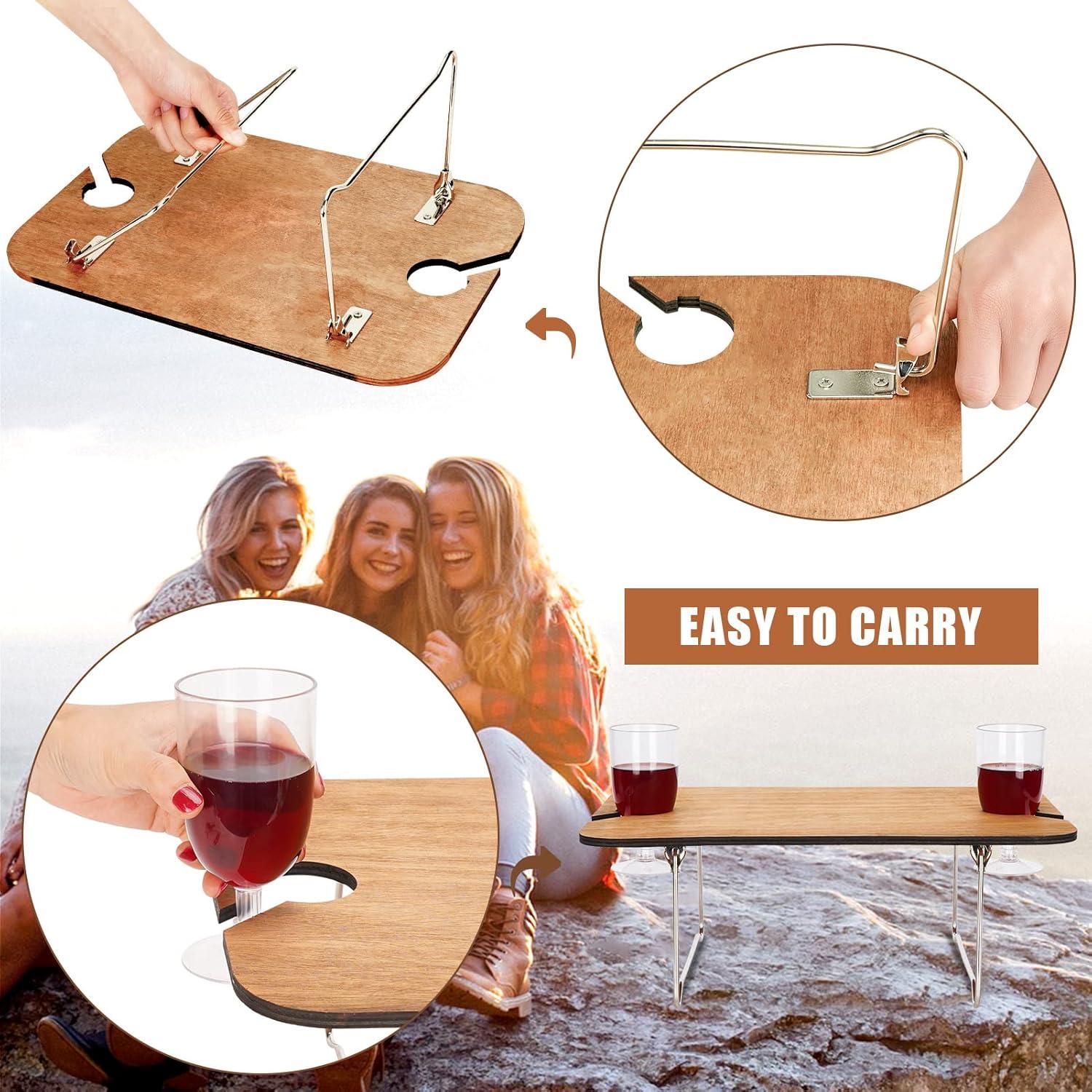 Cesta de Picnic G GOOD GAIN con Mesa de Vino Plegable Roja