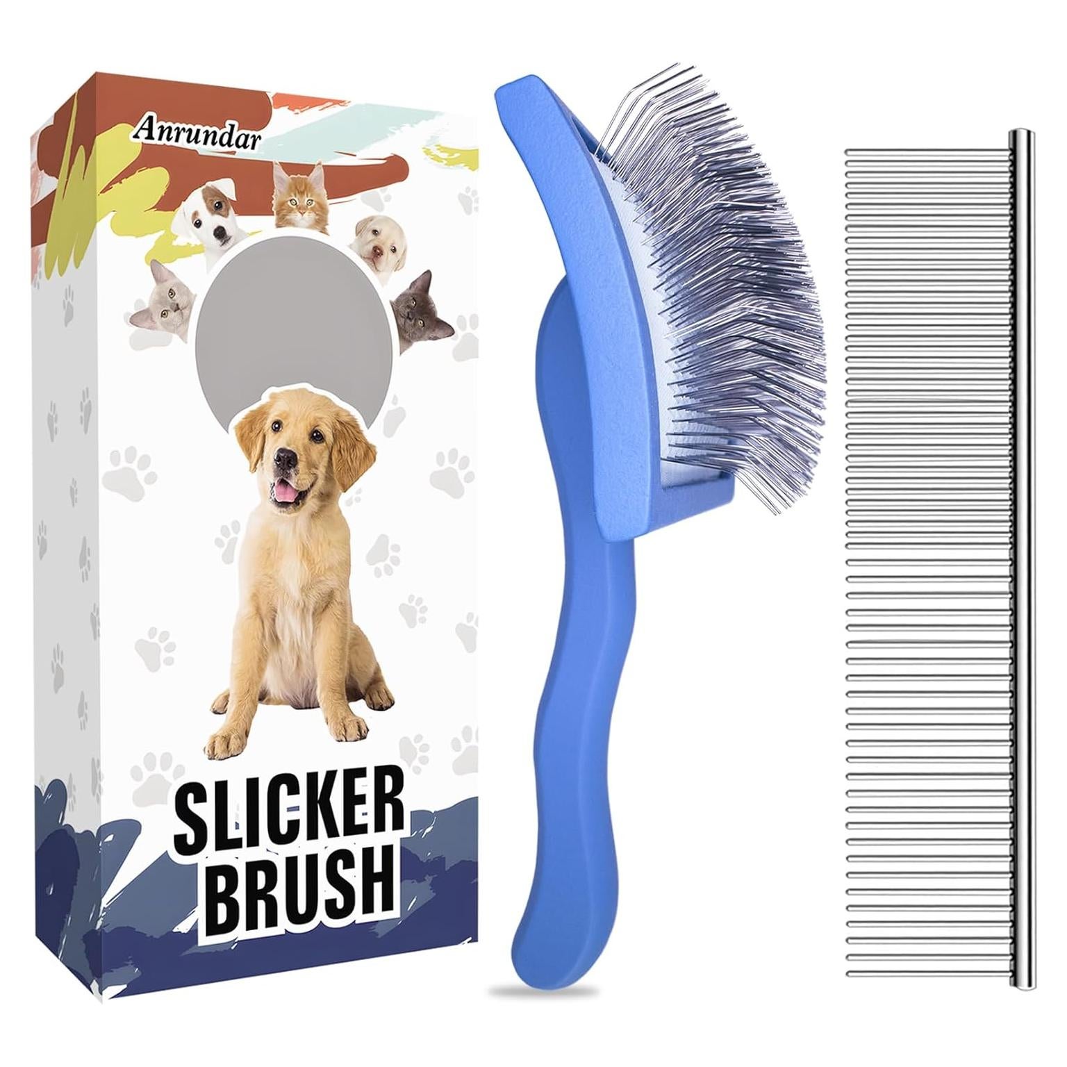 Cepillo Slicker Anrundar Grande para Perros y Gatos - Azul