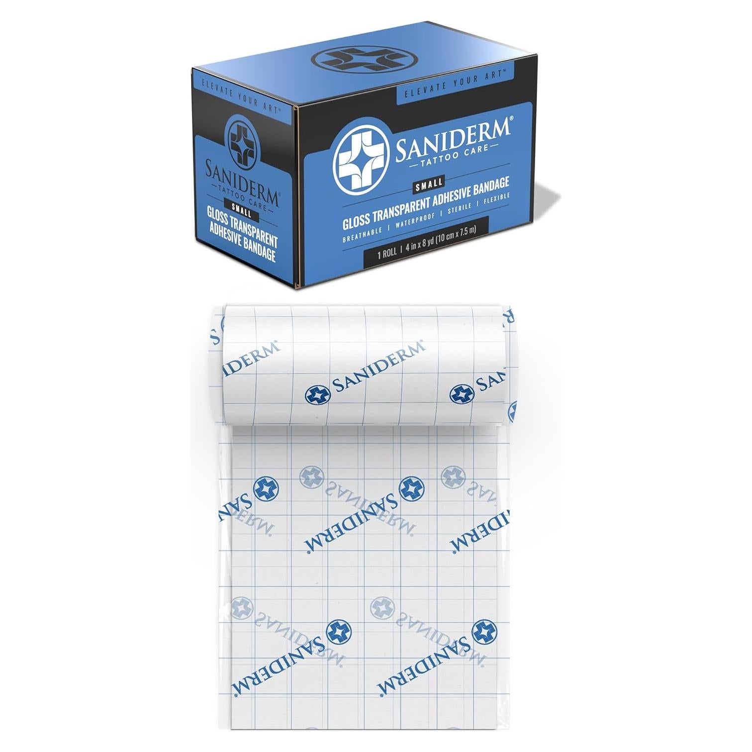 Vendaje Saniderm para Cuidado de Tatuajes Rollo Pequeño 10 cm x 7.32 m