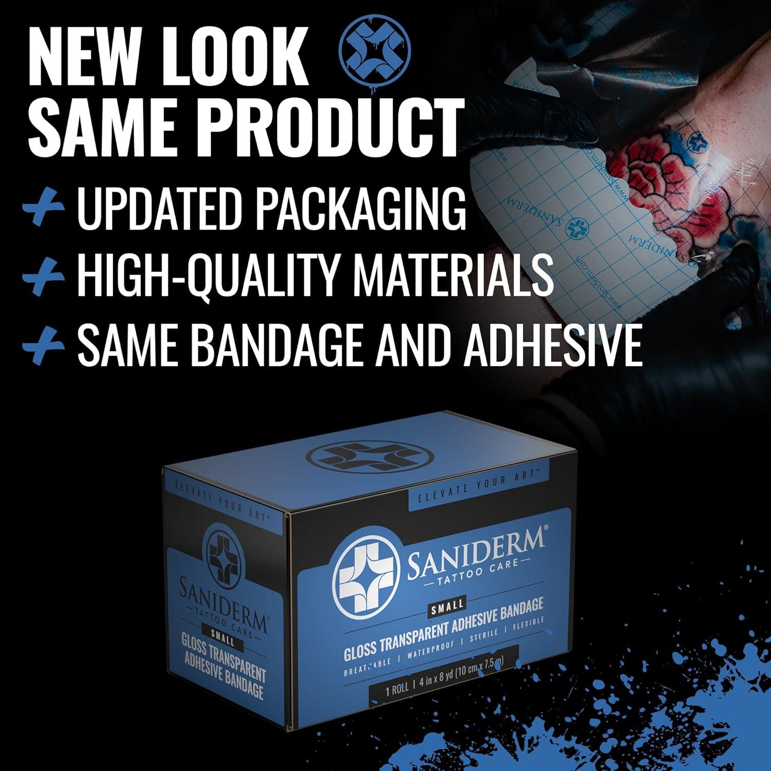 Vendaje Saniderm para Cuidado de Tatuajes Rollo Pequeño 10 cm x 7.32 m