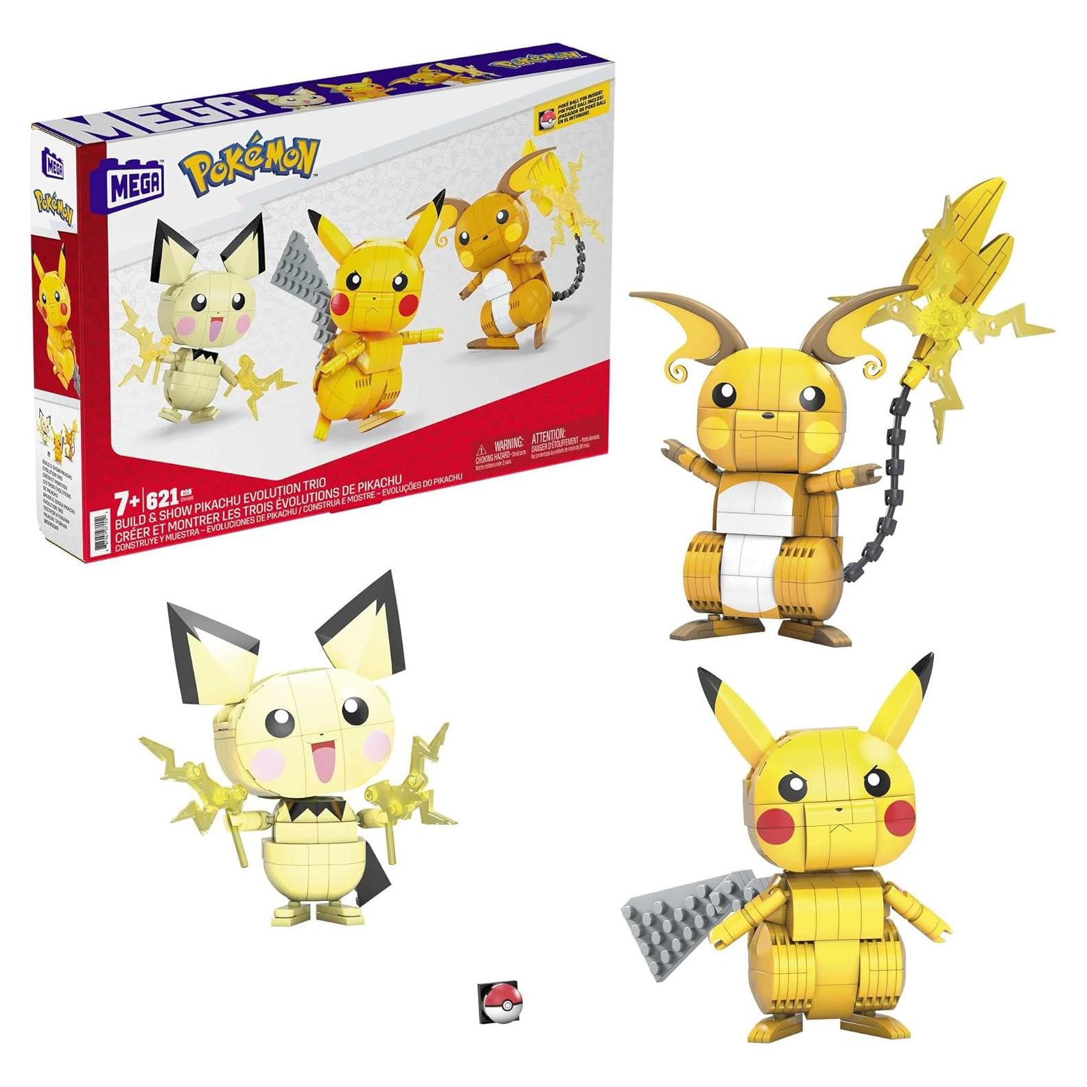 Set de Construcción Pokémon MEGA Pichu Pikachu Raichu 10 cm
