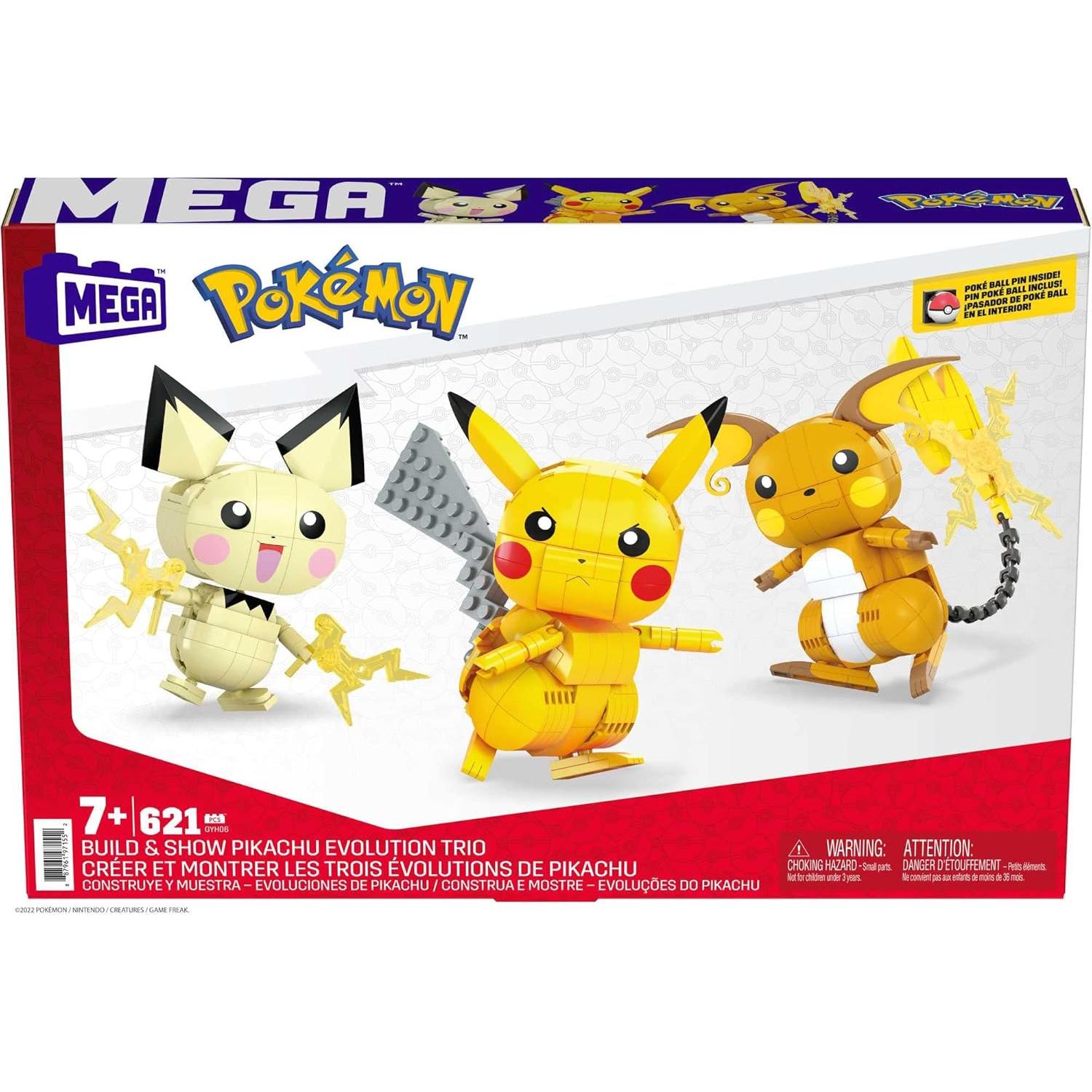 Set de Construcción Pokémon MEGA Pichu Pikachu Raichu 10 cm