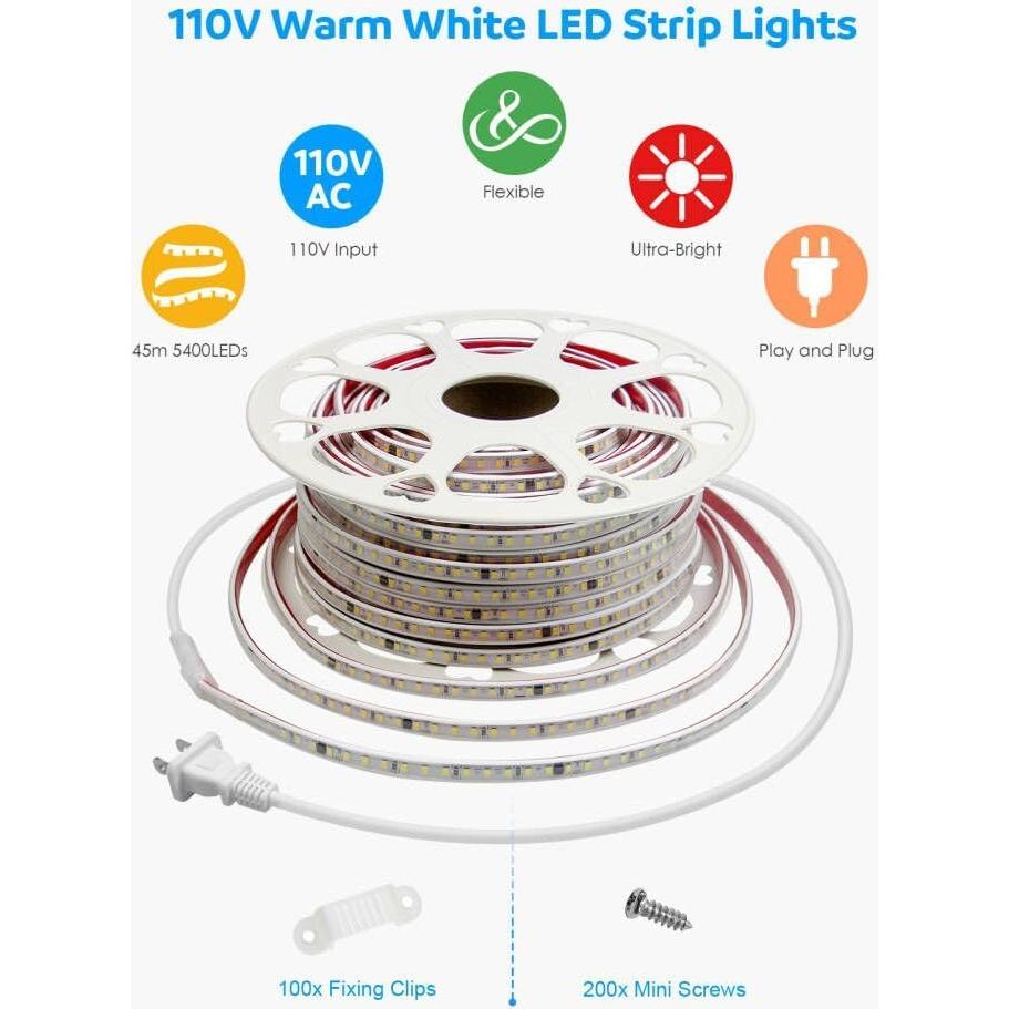 Tira LED Exterior 45M Aclorol 110V 120LEDs/m Impermeable