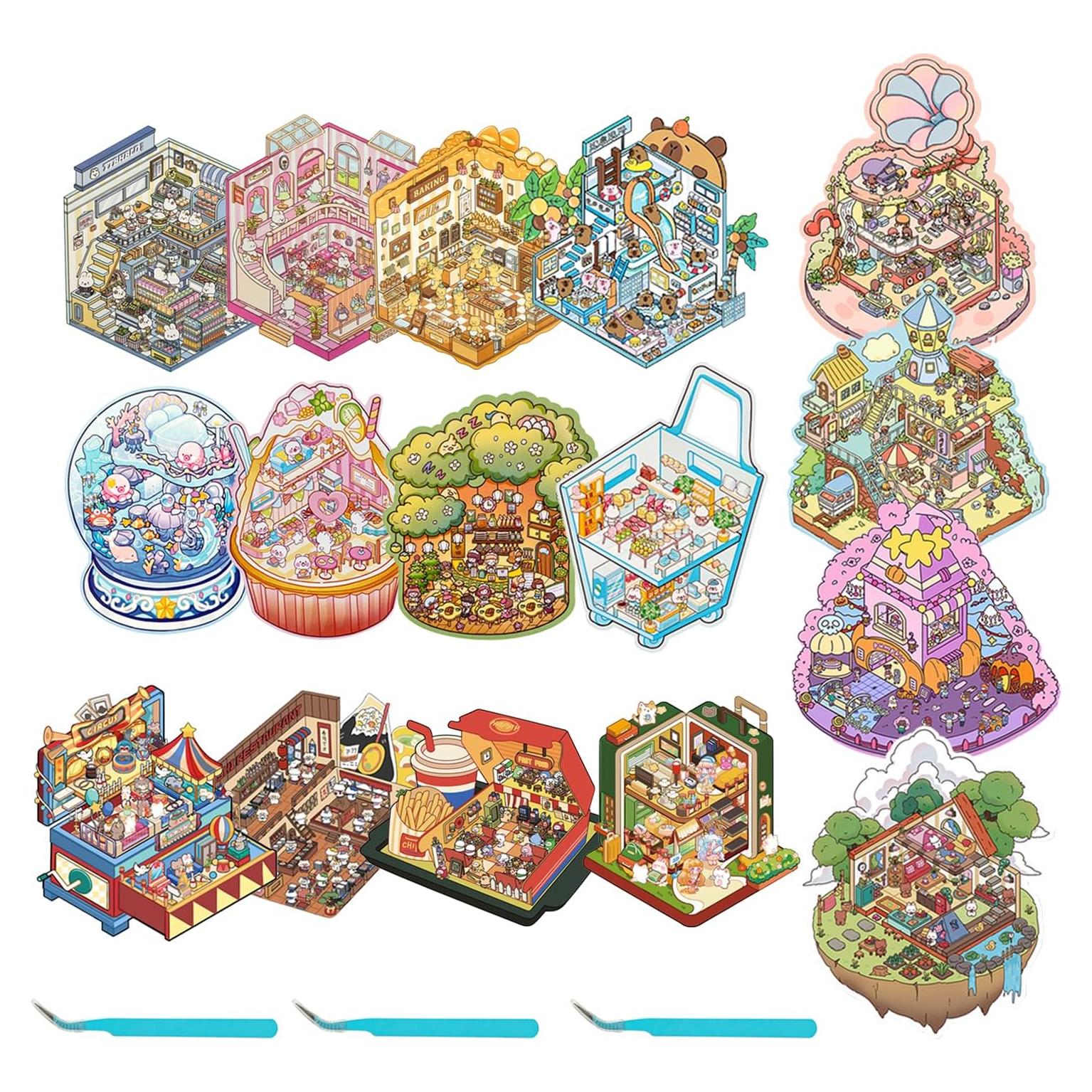 Pegatinas 3D de Casa DIY NatldGs - 16 Temas Reutilizables