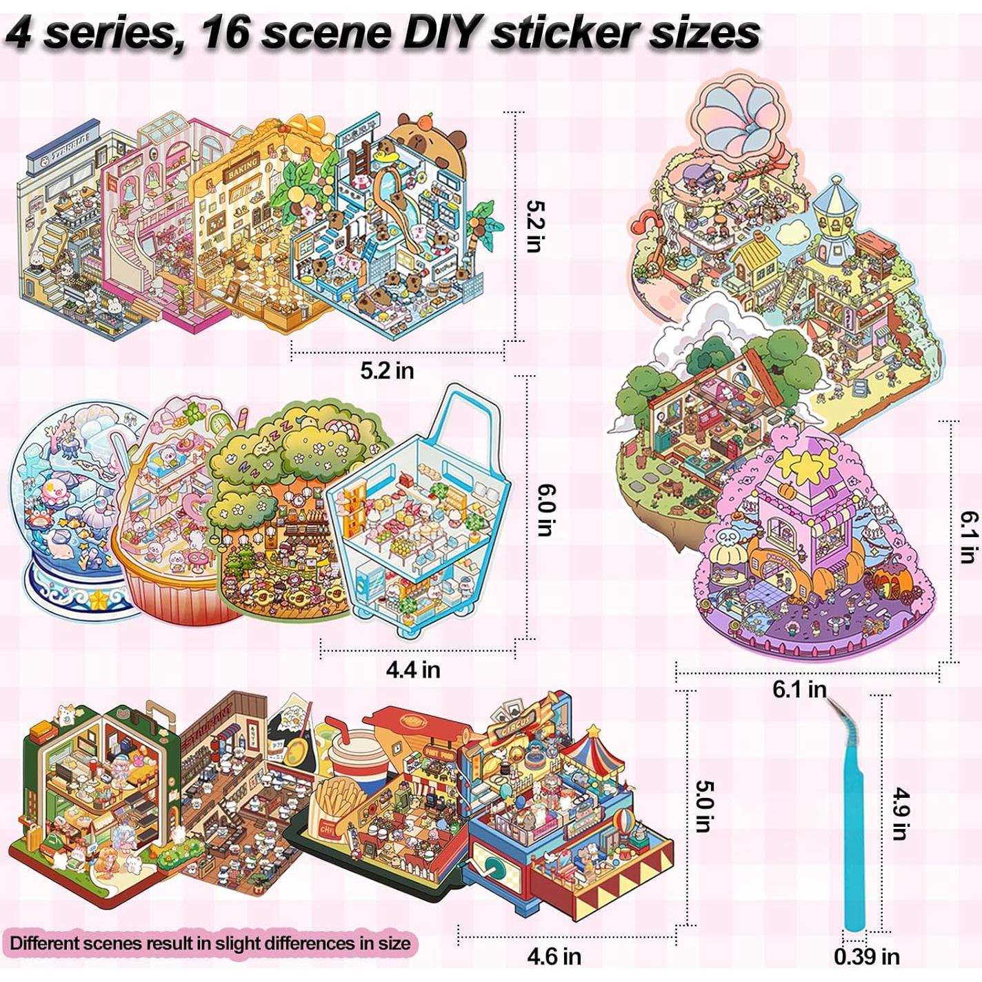 Pegatinas 3D de Casa DIY NatldGs - 16 Temas Reutilizables