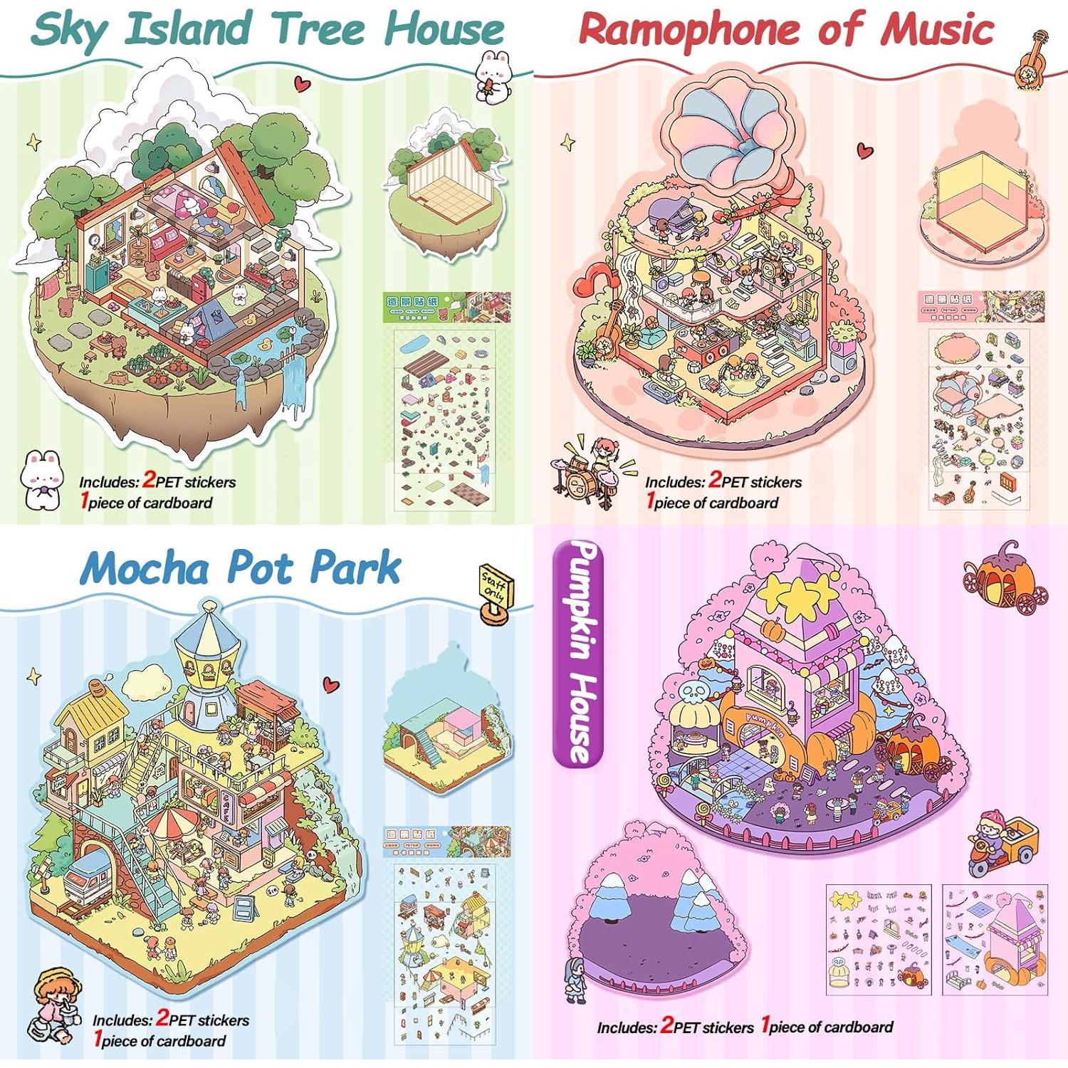 Pegatinas 3D de Casa DIY NatldGs - 16 Temas Reutilizables