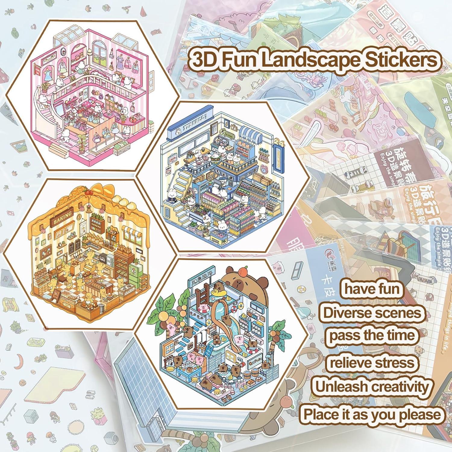 Pegatinas 3D de Casa DIY NatldGs - 16 Temas Reutilizables