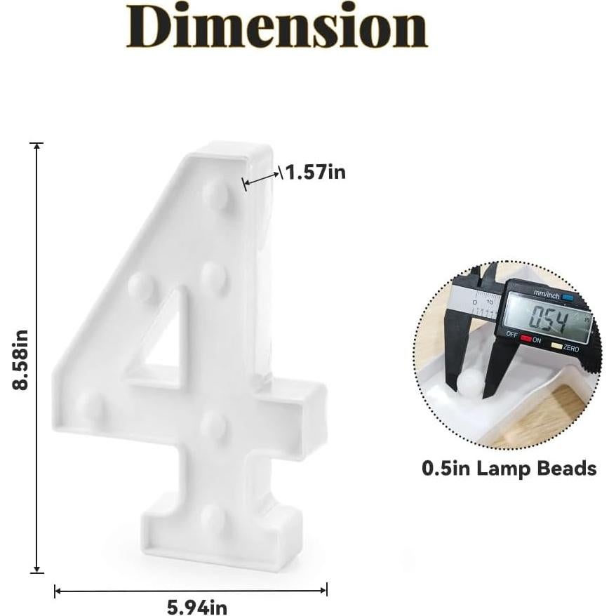 Luz de Cartel LED HYLEBOR Número 4 Blanco para Decoración