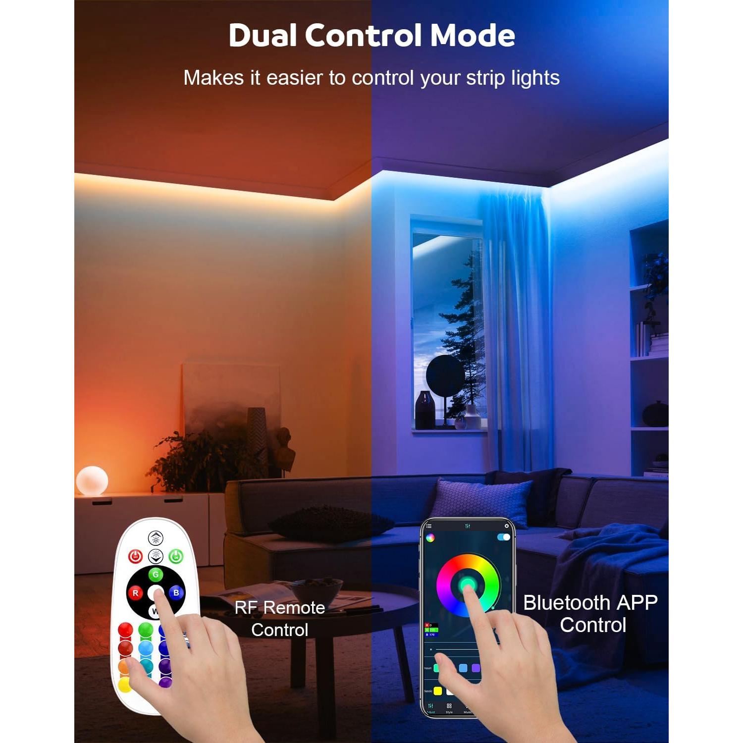 Tira de Luz Neon LED RGB 50M Aclorol Impermeable Bluetooth