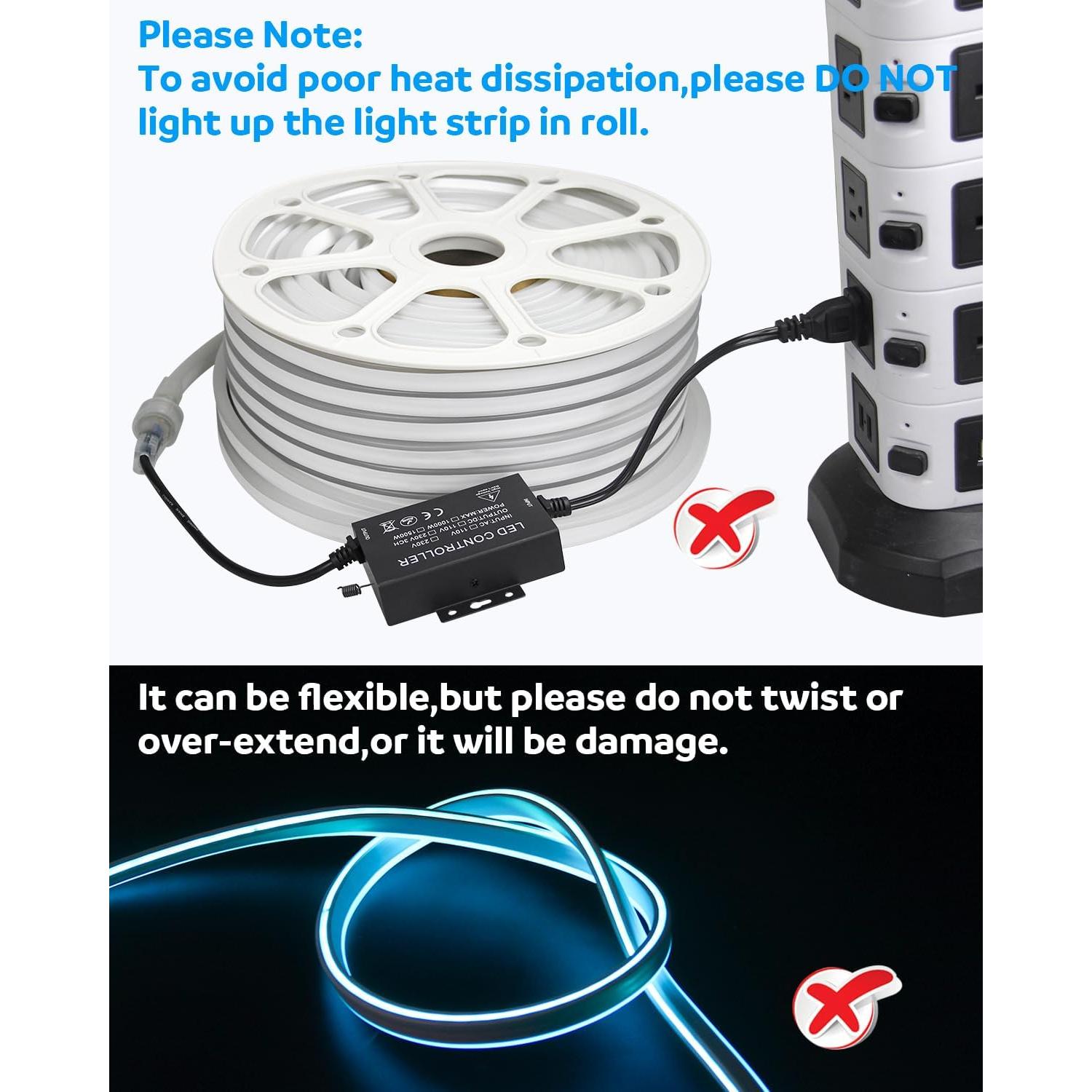 Tira de Luz Neon LED RGB 50M Aclorol Impermeable Bluetooth