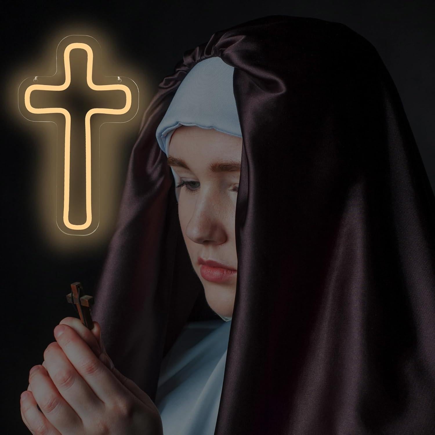 Signo LED Cruz Blanca XUENEYSILED Decoración Pared 25.4cm