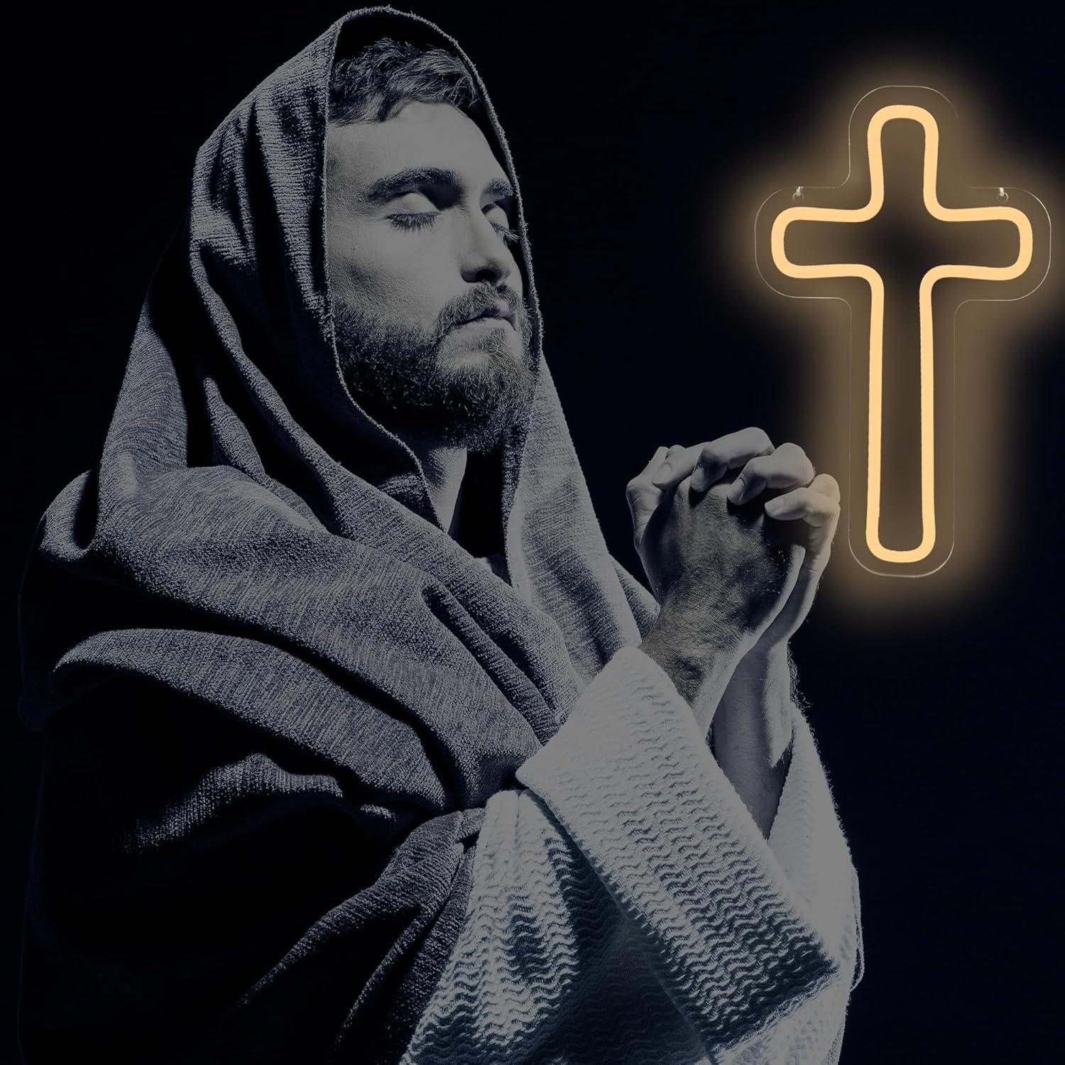 Signo LED Cruz Blanca XUENEYSILED Decoración Pared 25.4cm