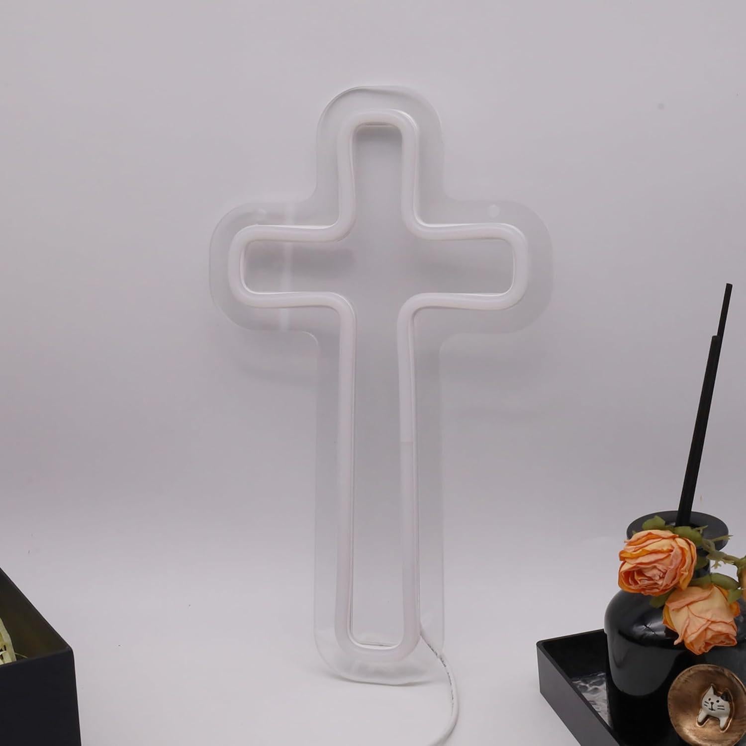 Signo LED Cruz Blanca XUENEYSILED Decoración Pared 25.4cm