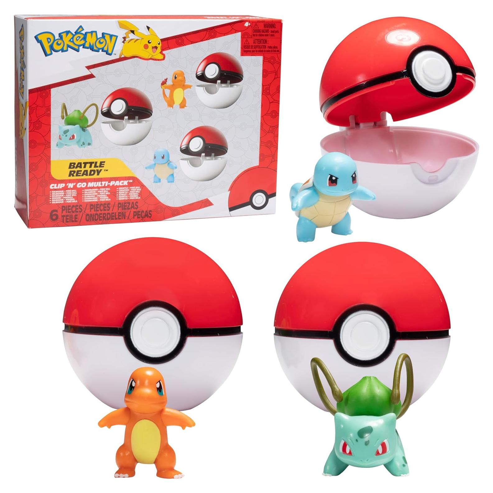 Set de Figuras Clip 'N' Go Pokémon Jazwares - Charmander, Bulbasaur, Squirtle