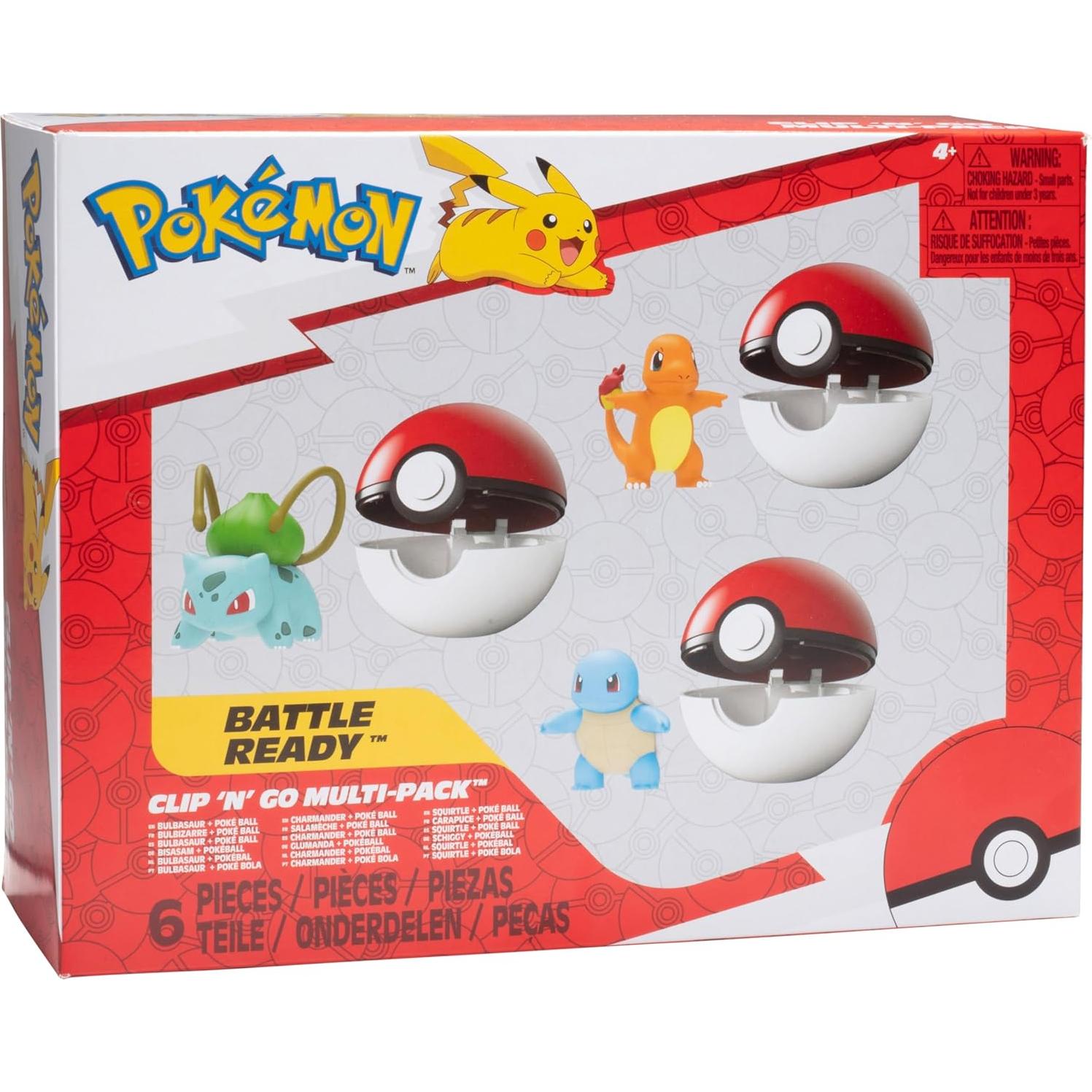 Set de Figuras Clip 'N' Go Pokémon Jazwares - Charmander, Bulbasaur, Squirtle