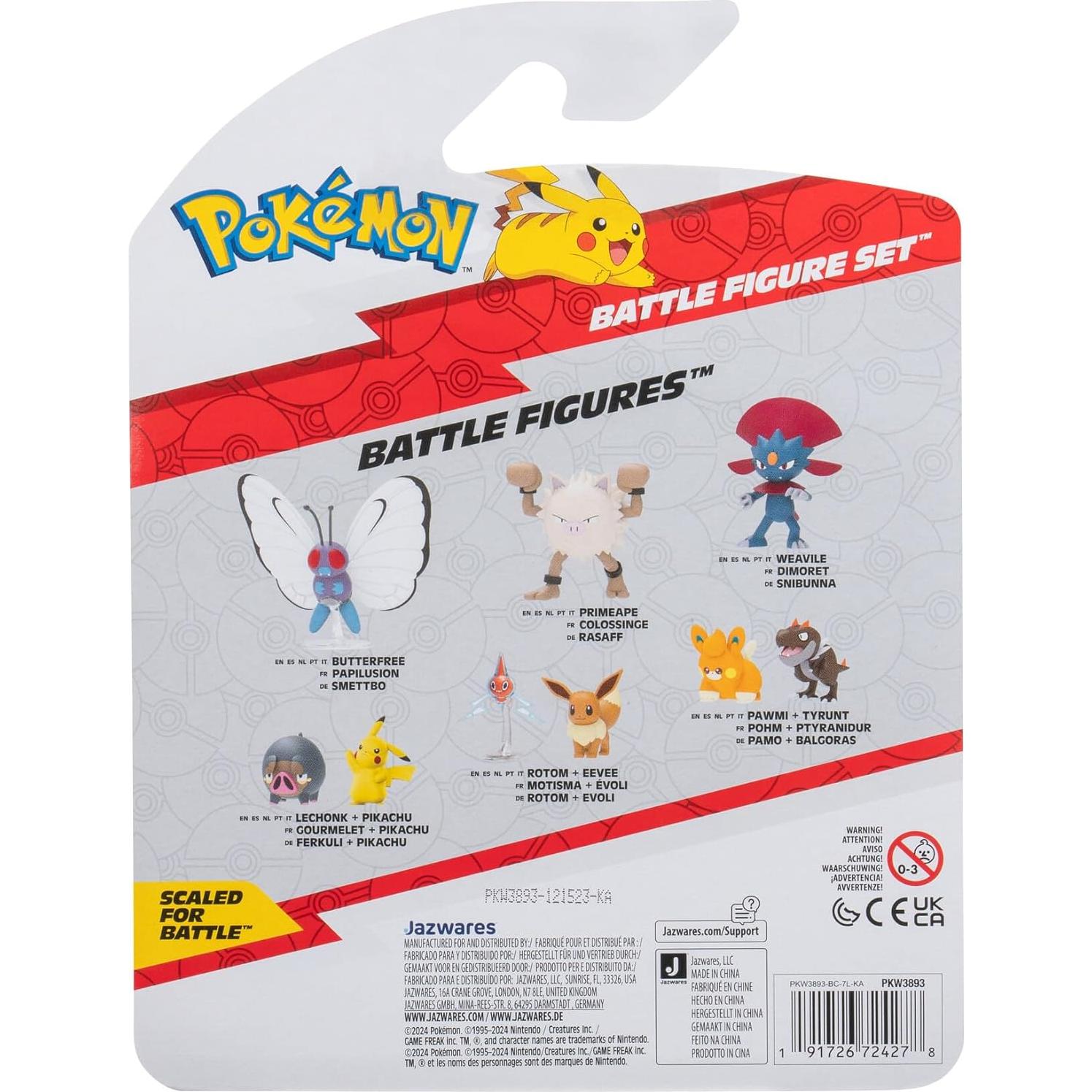 PKW3893 Battle Figure Set - Pikachu, Miniras, Bisaknosp, Official Figure Set