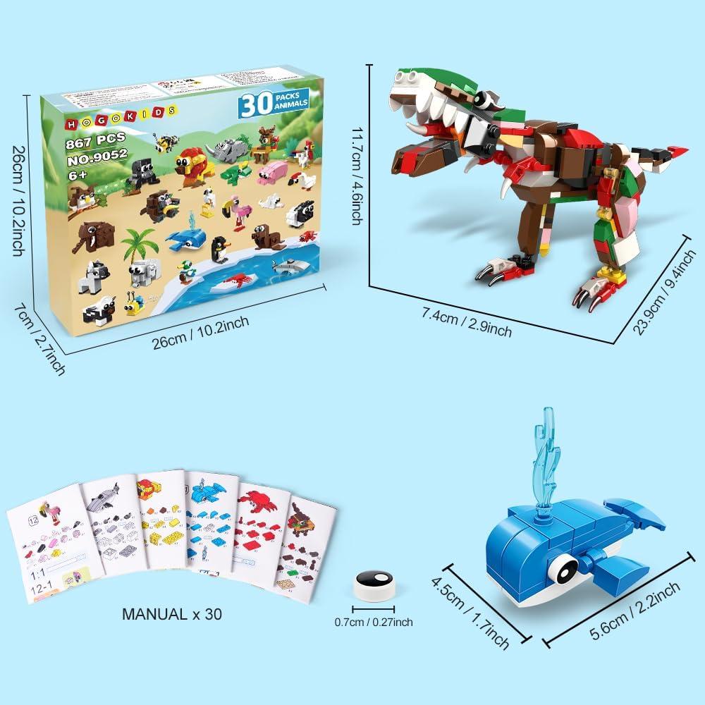 HOGOKIDS 30 Paquetes de Regalos de Bloques de Animales 867 Piezas