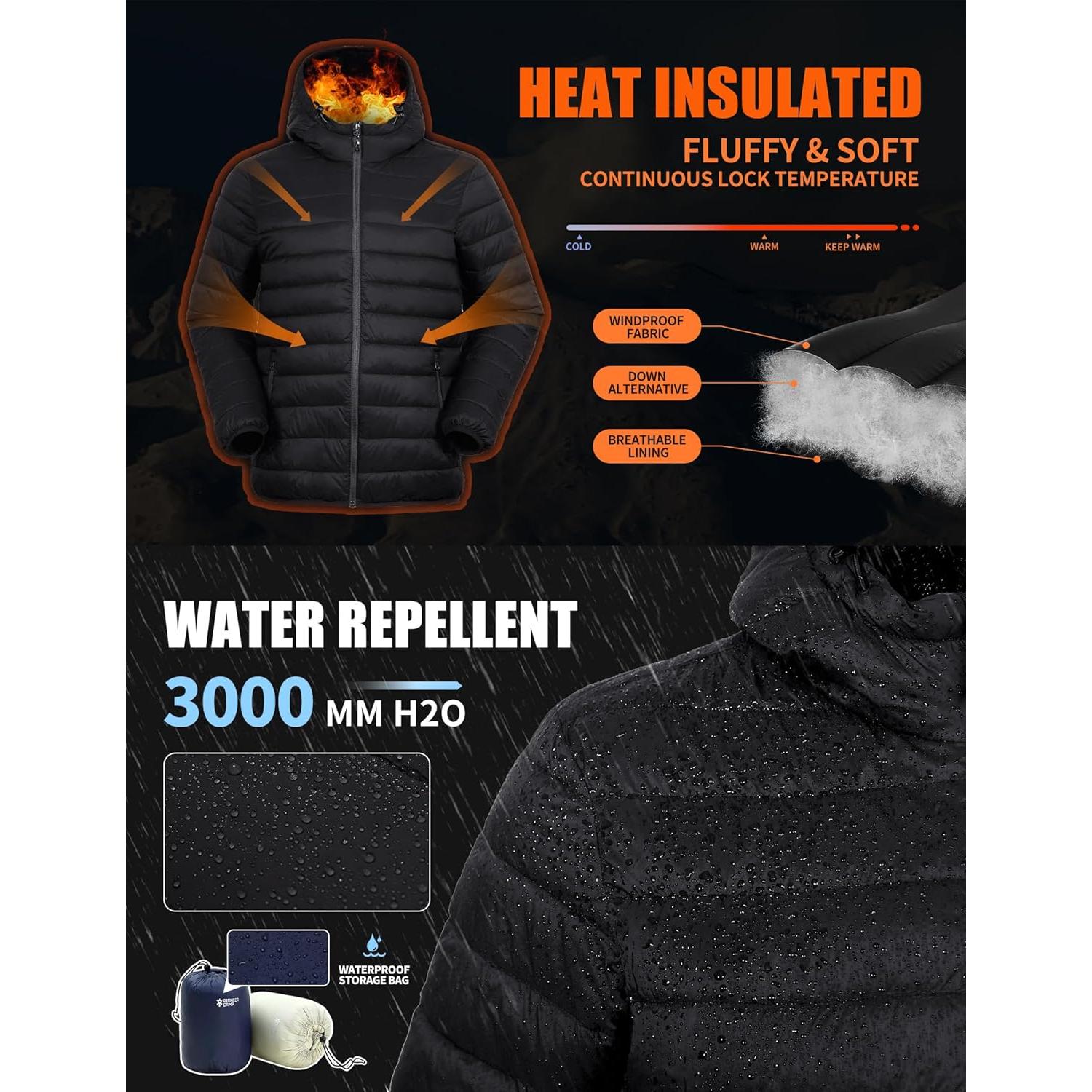 Chaqueta Puffer Ligera Pioneer Camp para Hombres - Aislante Térmico