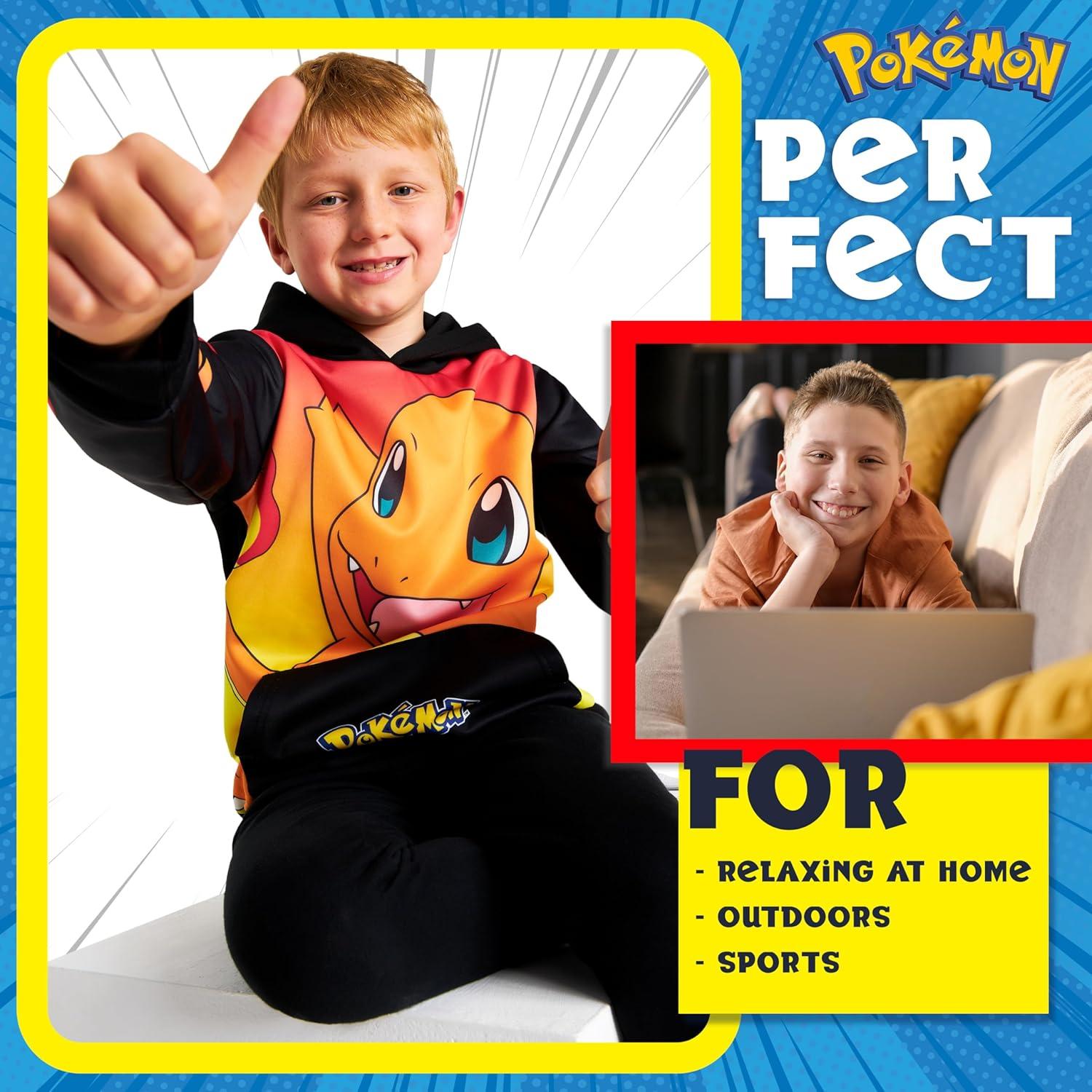 Sudadera con capucha Pokemon para niños 9-10 años Negro/Rojo