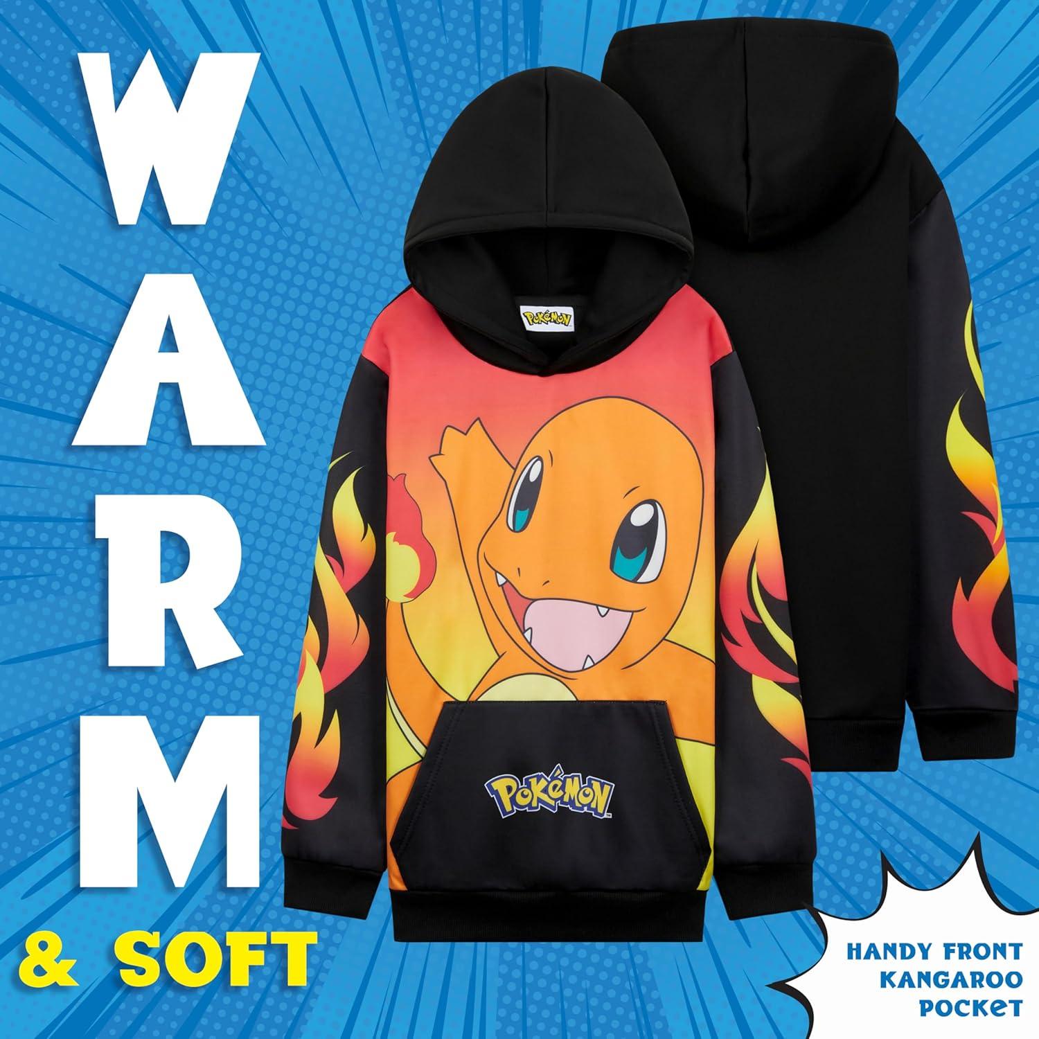 Sudadera con capucha Pokemon para niños 9-10 años Negro/Rojo