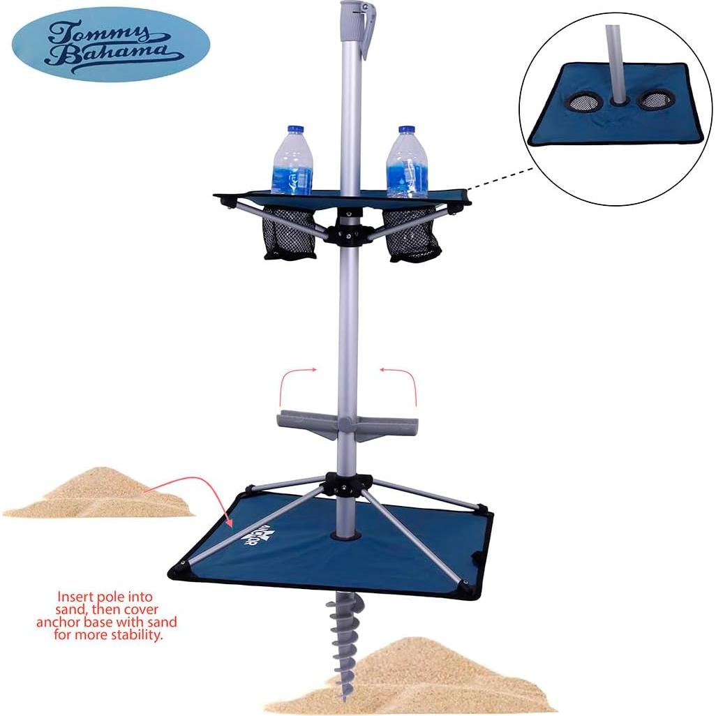 Sombrilla de Playa Tommy Bahama 2.1m con Mesa y Ancla