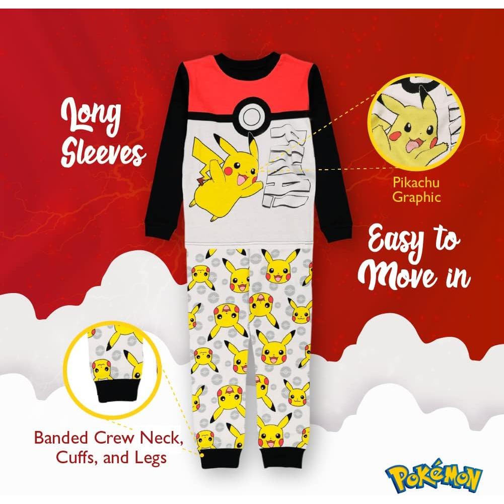 Pijama ajustado para niños Pokemon 6 piezas 100% algodón