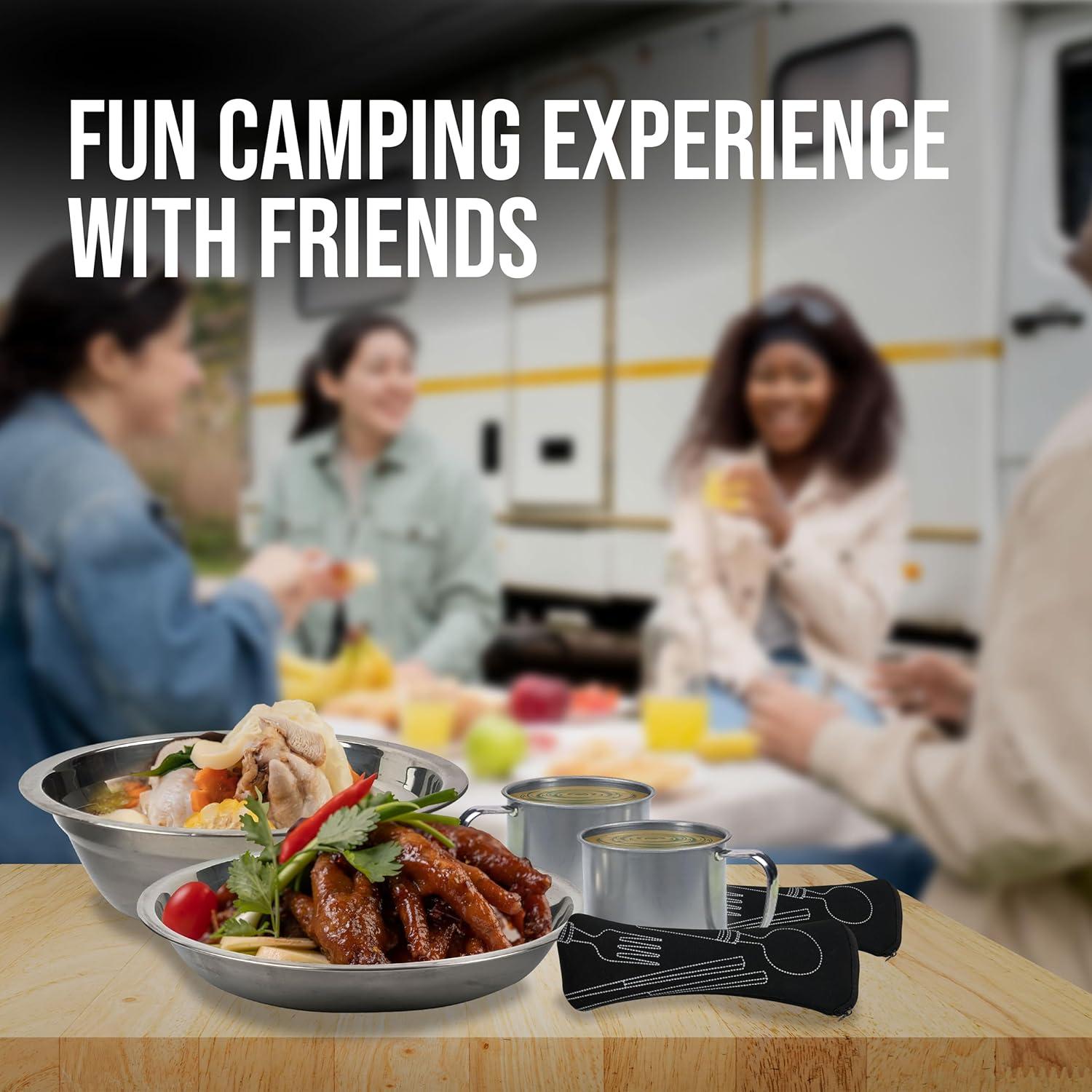 Juego de Utensilios de Camping FORTITUDE21 - Acero Inoxidable 15 Piezas