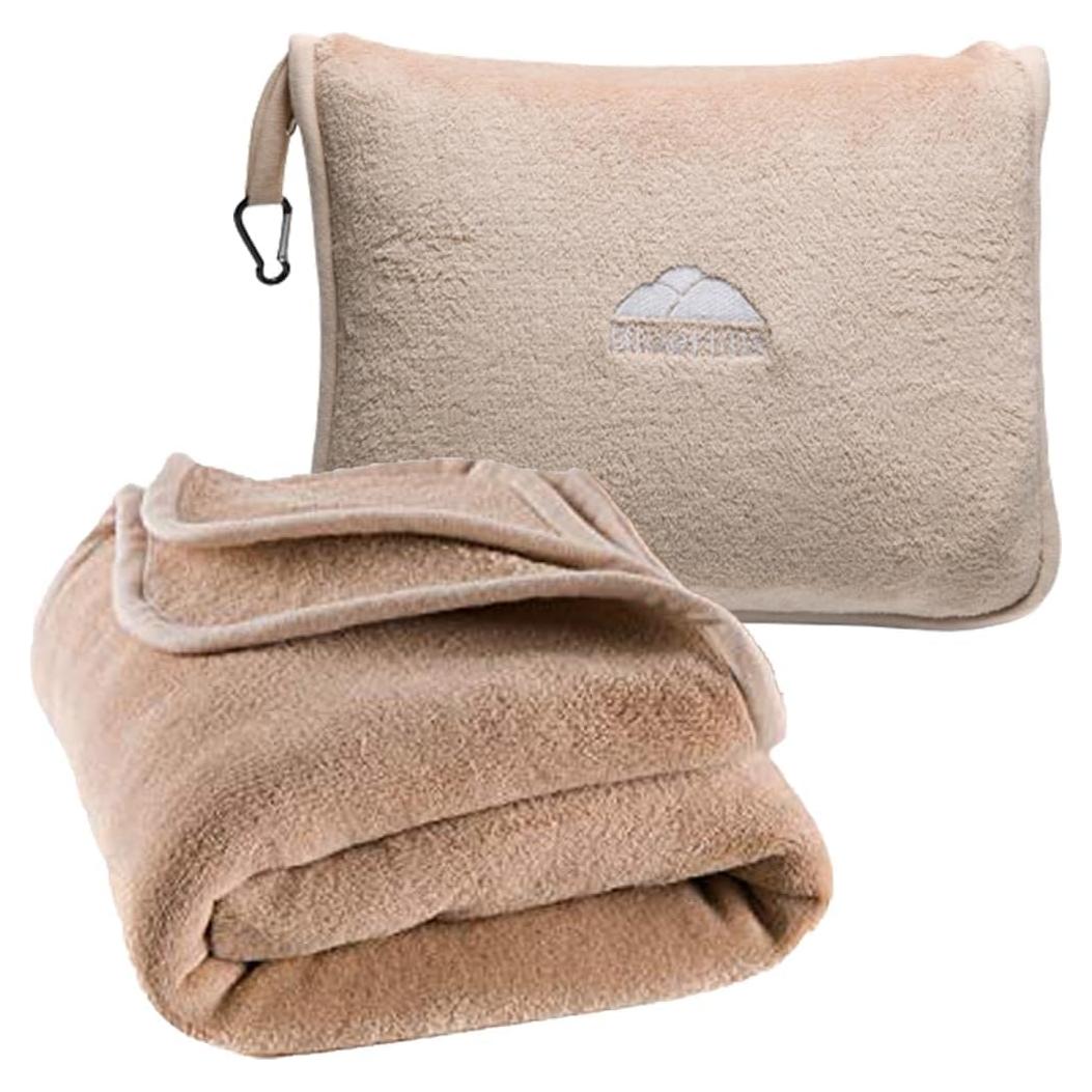Manta de Viaje Premium BlueHills Beige con Almohada 2 en 1