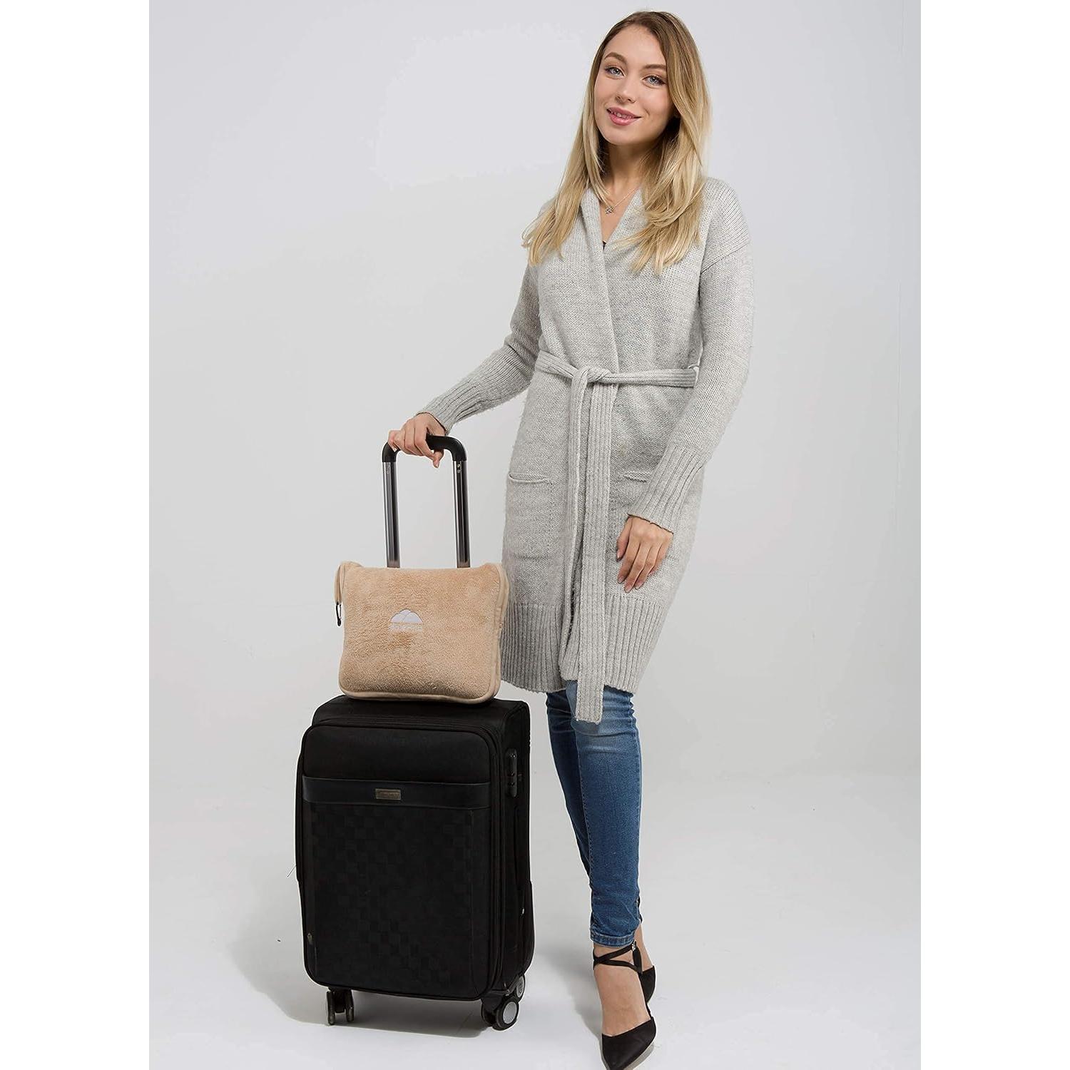 Manta de Viaje Premium BlueHills Beige con Almohada 2 en 1