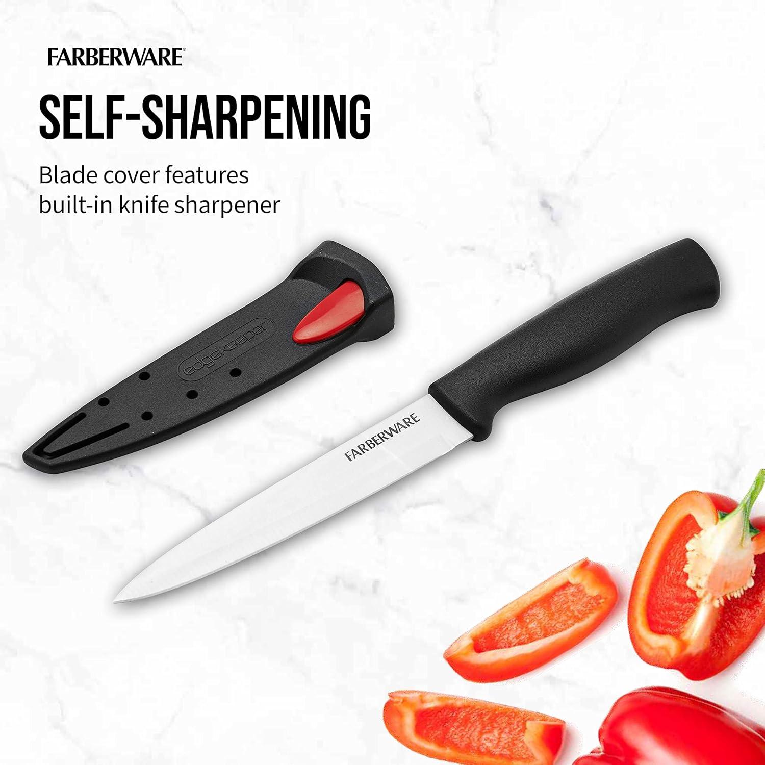Cuchillo de Utilidad Farberware 11.43 cm con Afilador Negro