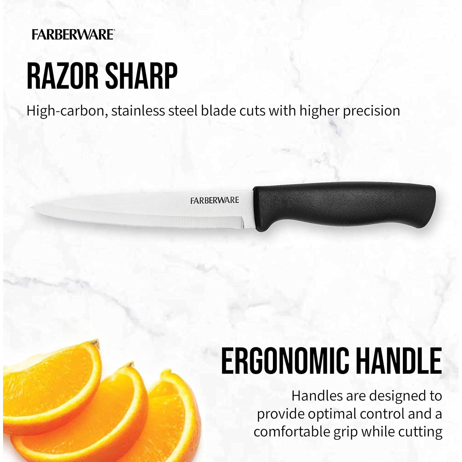 Cuchillo de Utilidad Farberware 11.43 cm con Afilador Negro