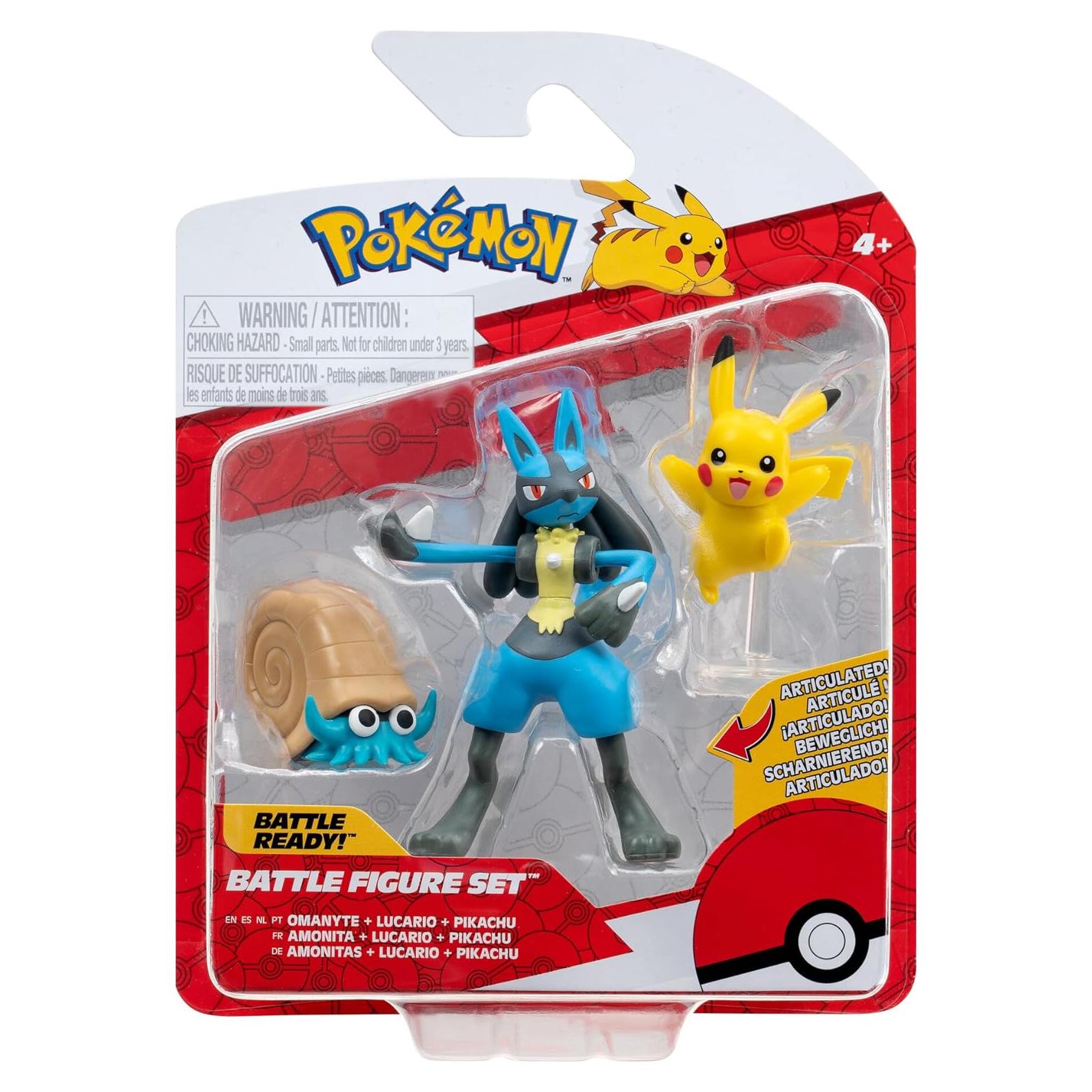Paquete de Figuras Pokémon Jazwares - Omanyte y Lucario