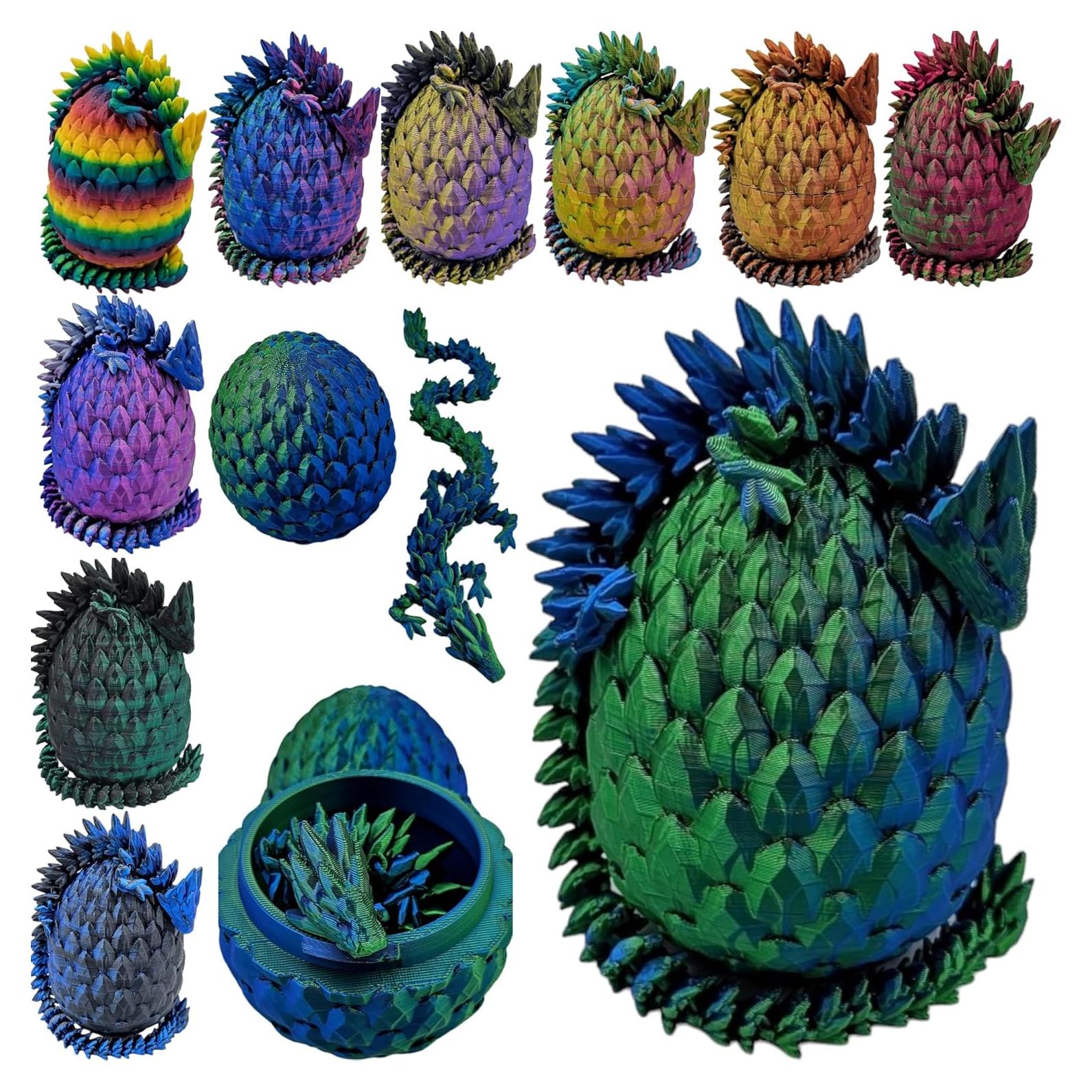 Huevo de Dragón 3D Articulado 33 cm Seda Azul Verde