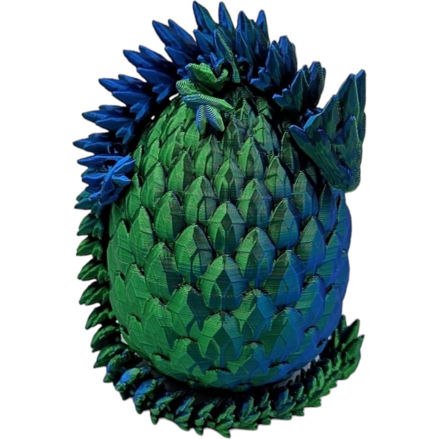 Huevo de Dragón 3D Articulado 33 cm Seda Azul Verde
