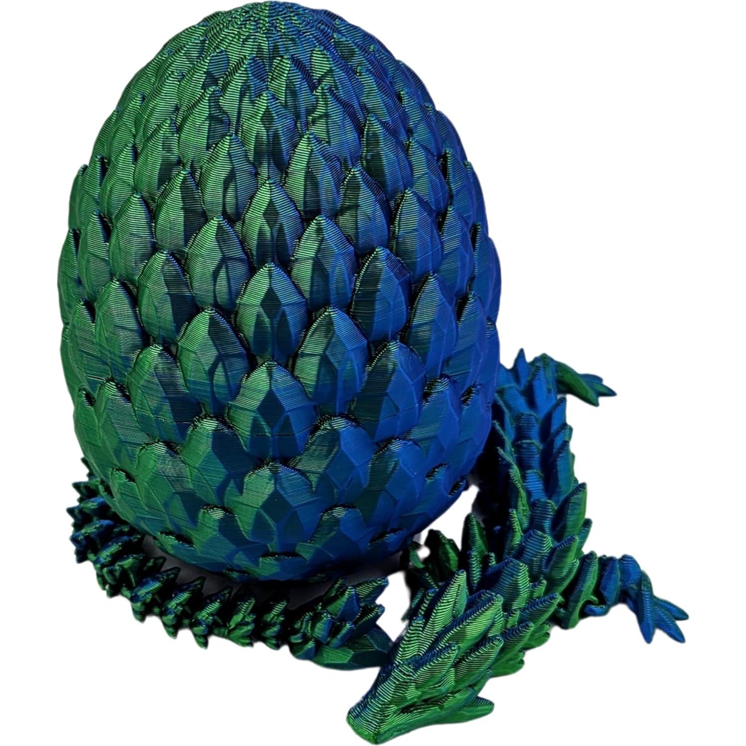 Huevo de Dragón 3D Articulado 33 cm Seda Azul Verde