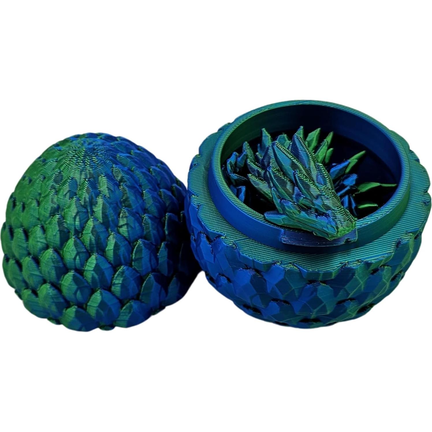 Huevo de Dragón 3D Articulado 33 cm Seda Azul Verde