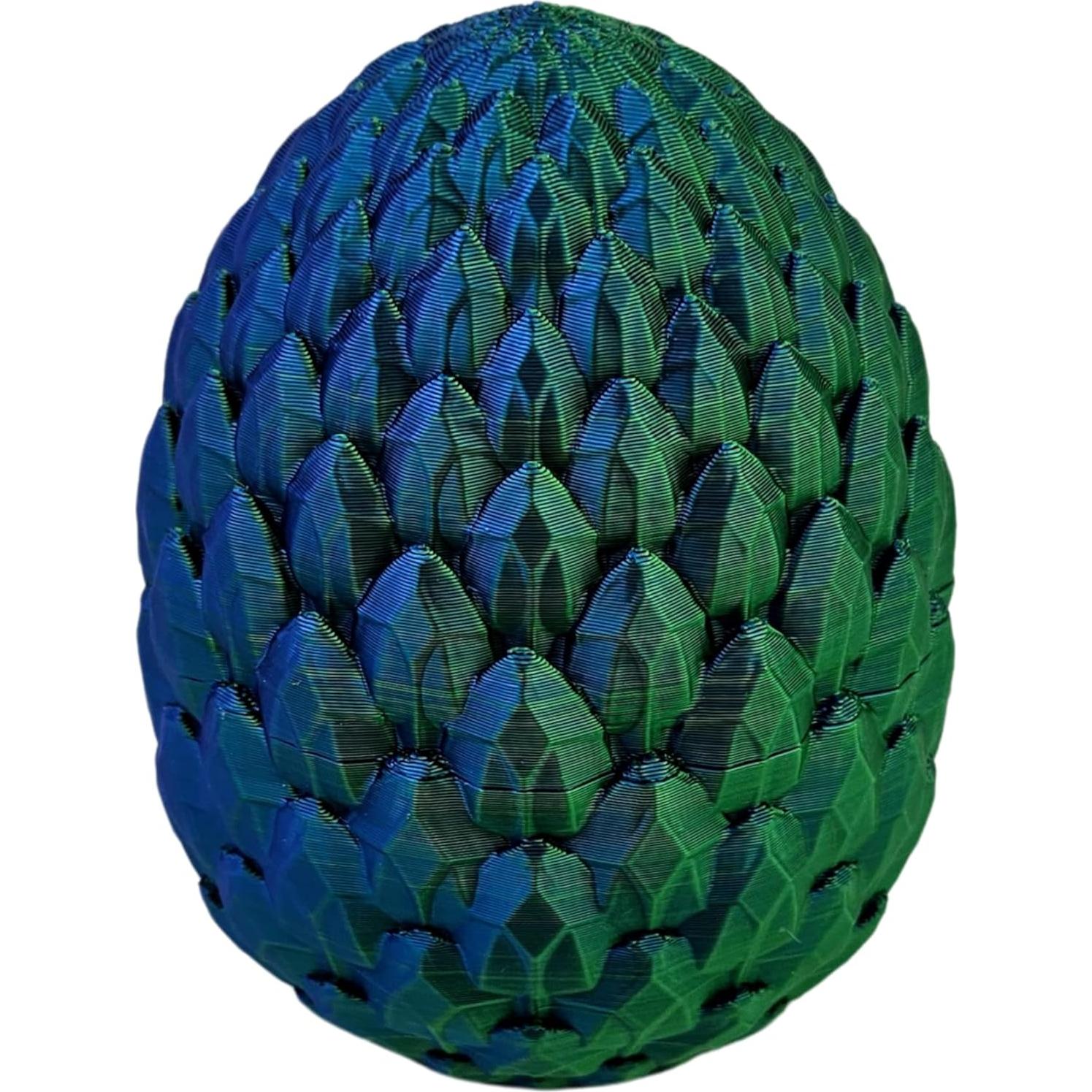 Huevo de Dragón 3D Articulado 33 cm Seda Azul Verde